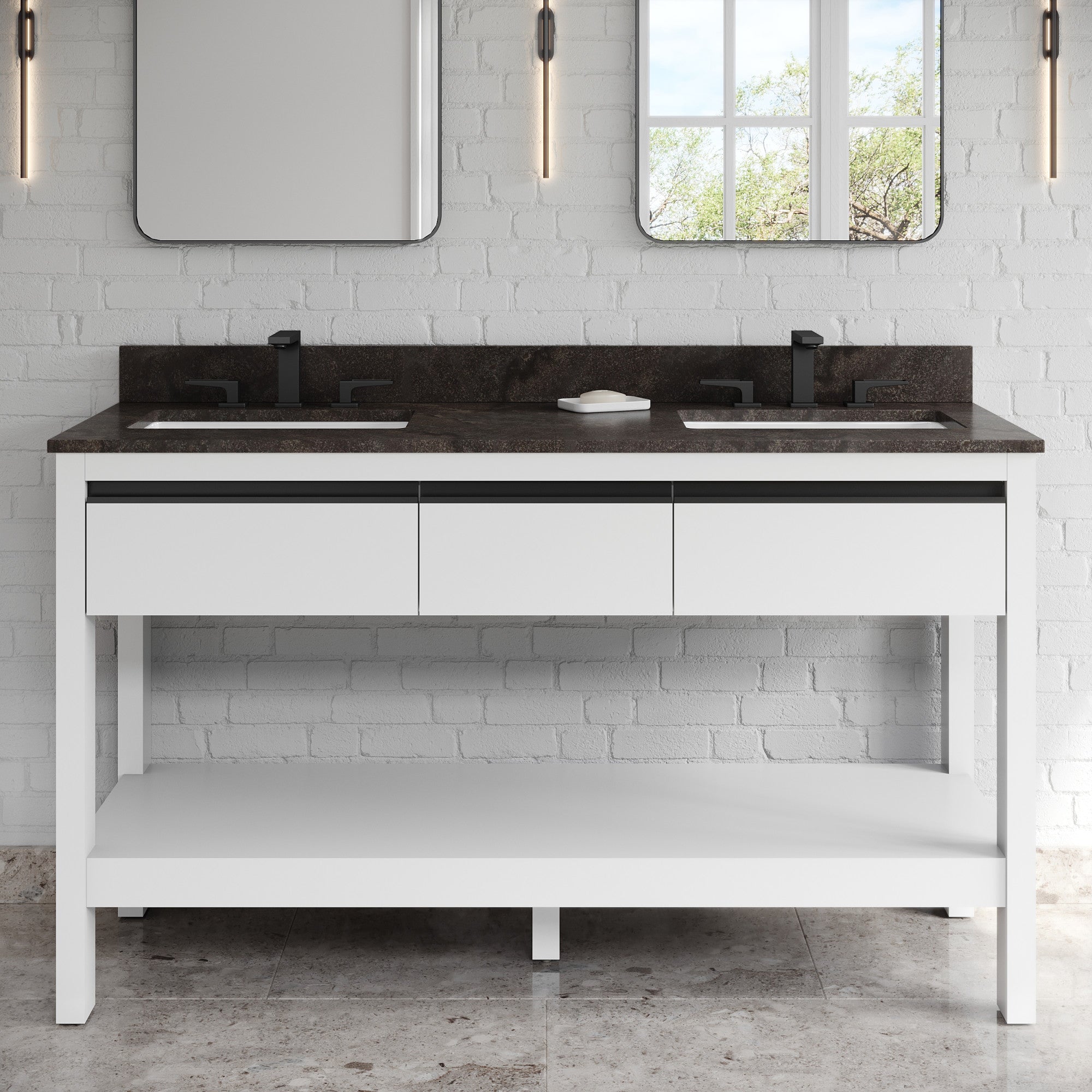 60" Jubilee Vanity – Double Bowl – White