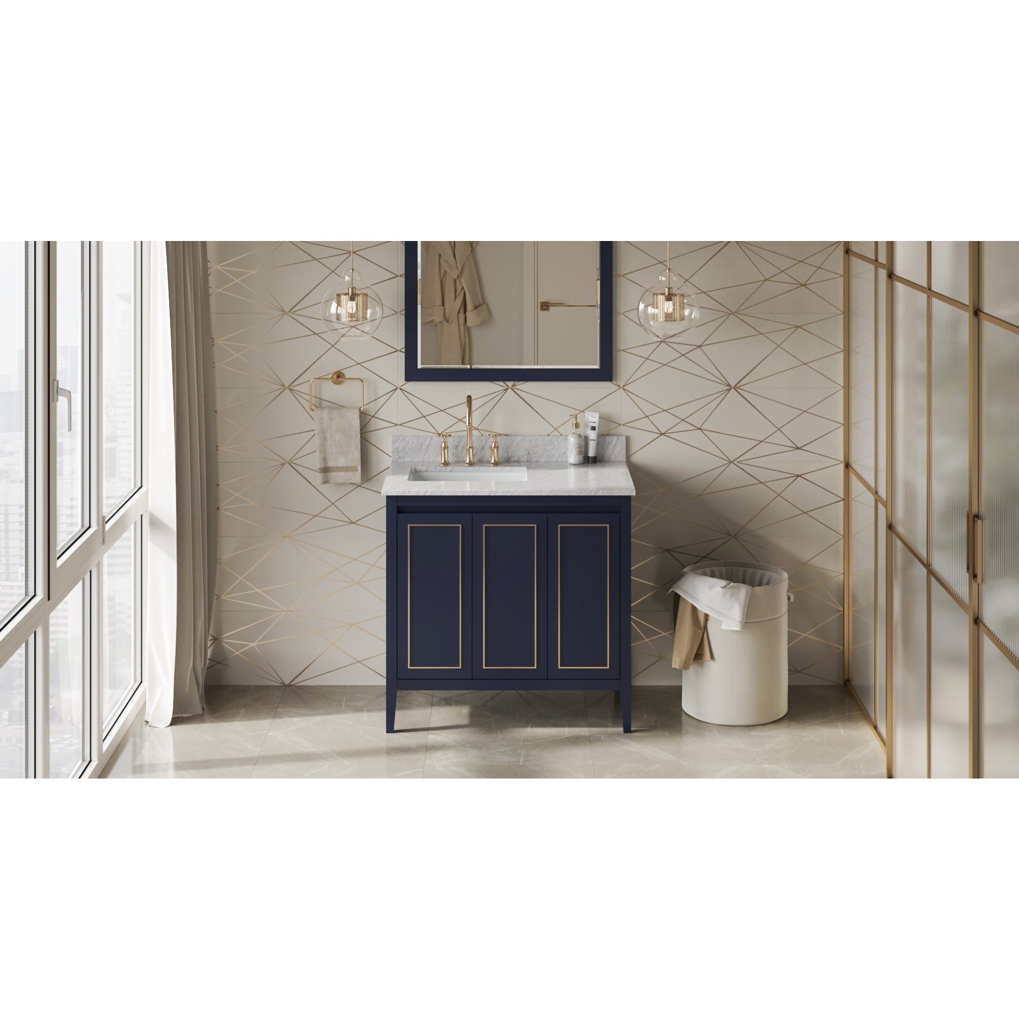 36" Percival Vanity – Left Offset – Hale Blue