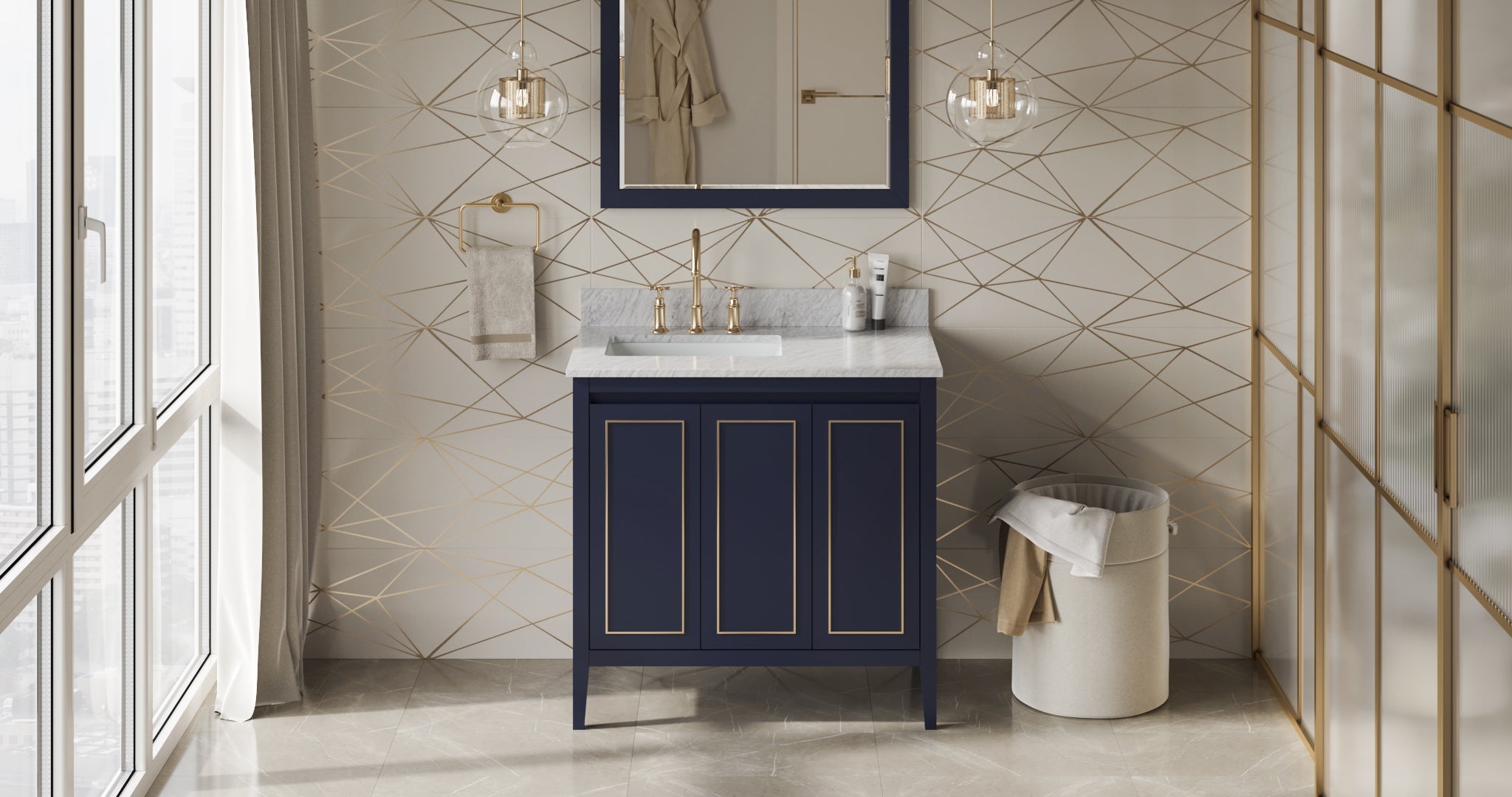 36" Percival Vanity – Left Offset – Hale Blue