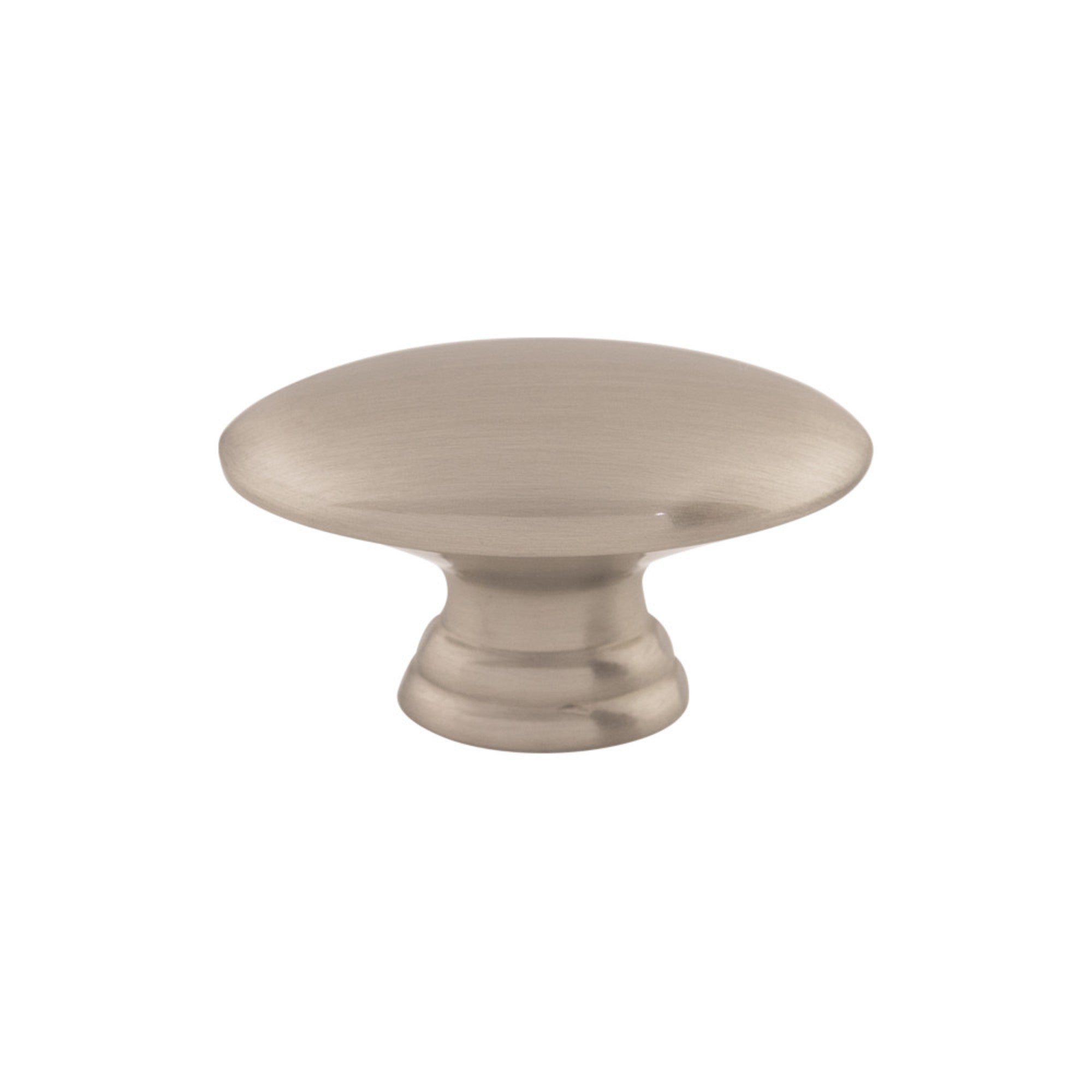 Flat Oval Oval Knob - Brushed Satin Nickel