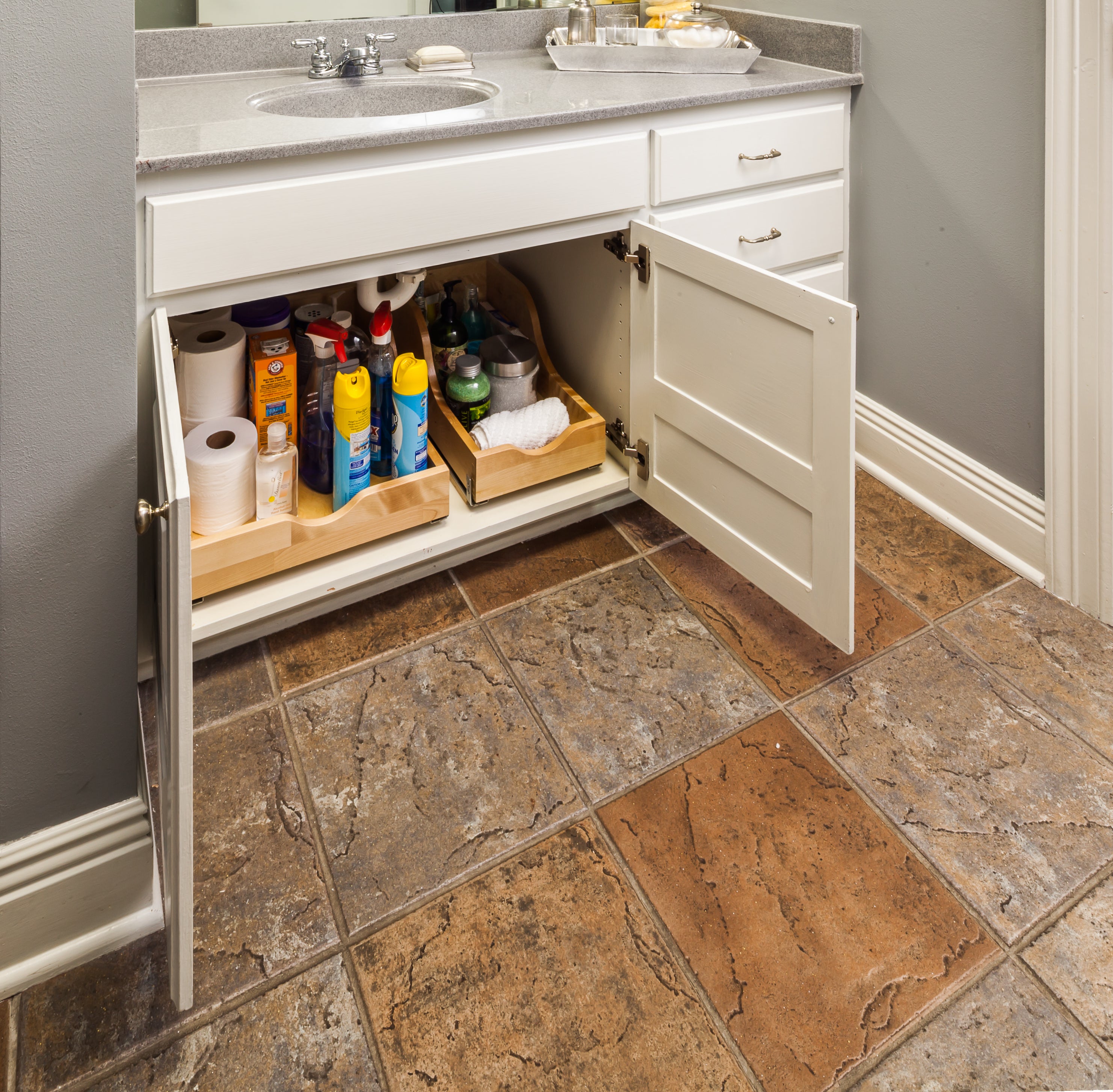 15" Wood High Back Rollout for Vanity Depth