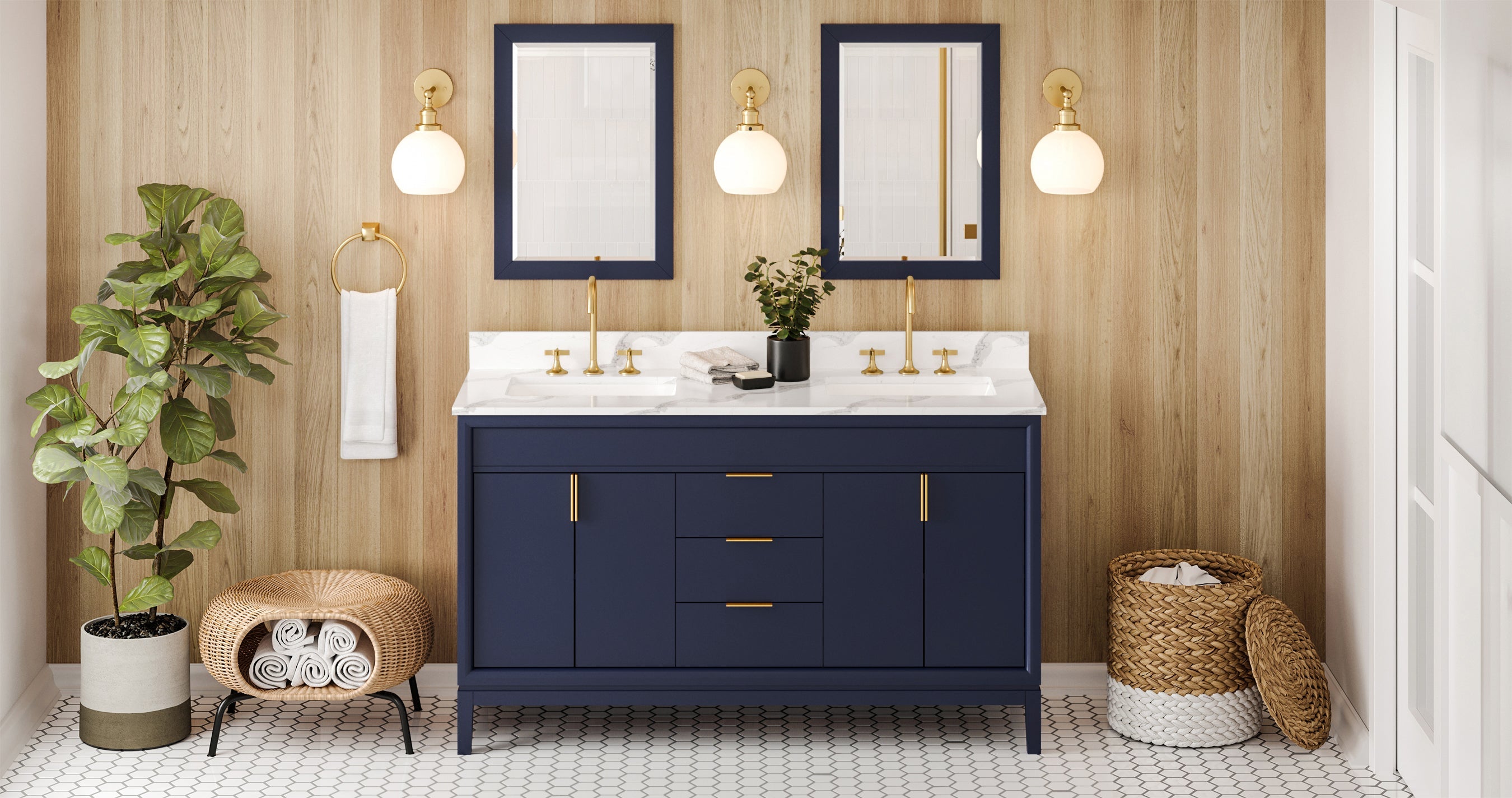 60" Theodora Vanity – Double Bowl – Hale Blue