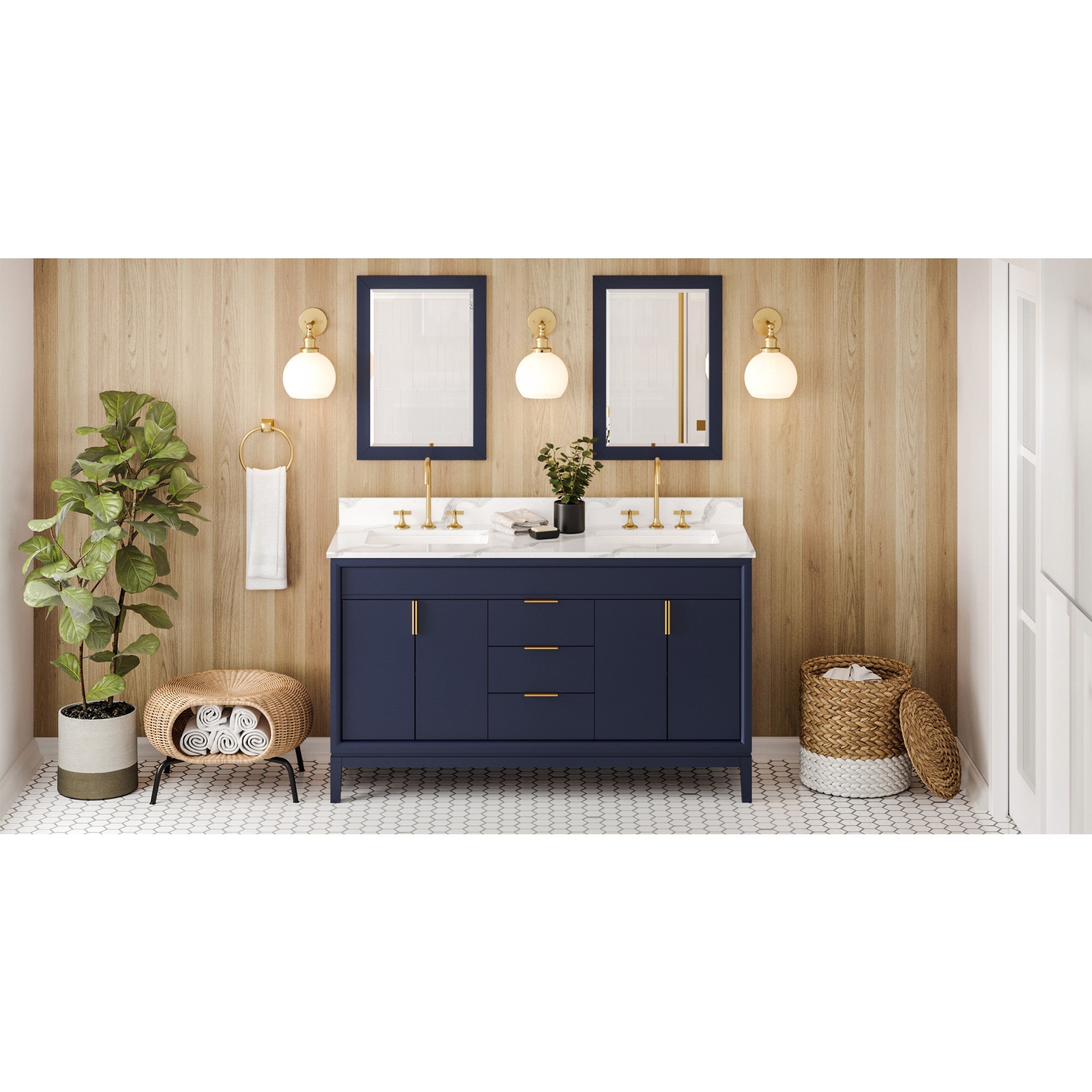 60" Theodora Vanity – Double Bowl – Hale Blue