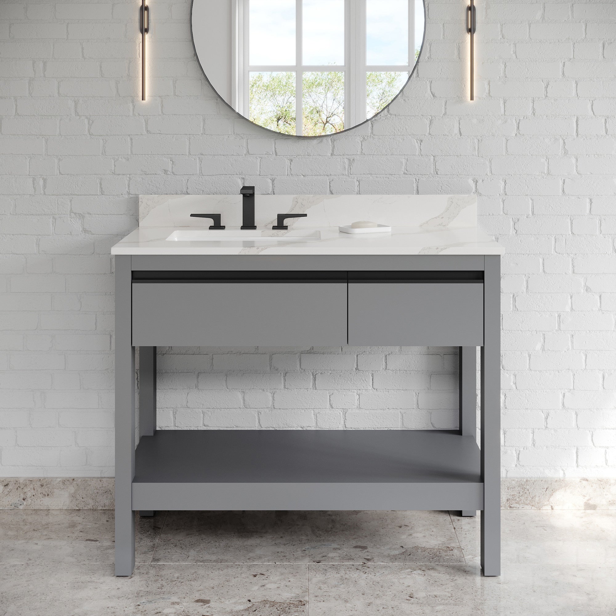 42" Jubilee Vanity – Left Offset – Grey