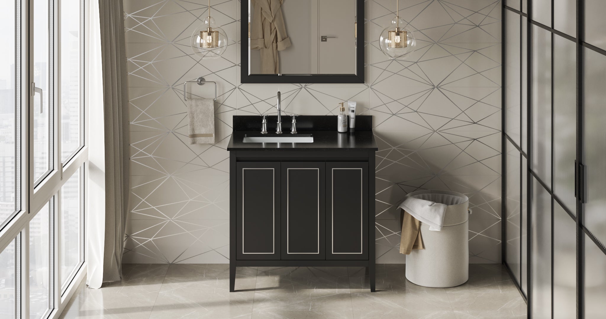 36" Percival Vanity – Left Offset – Black