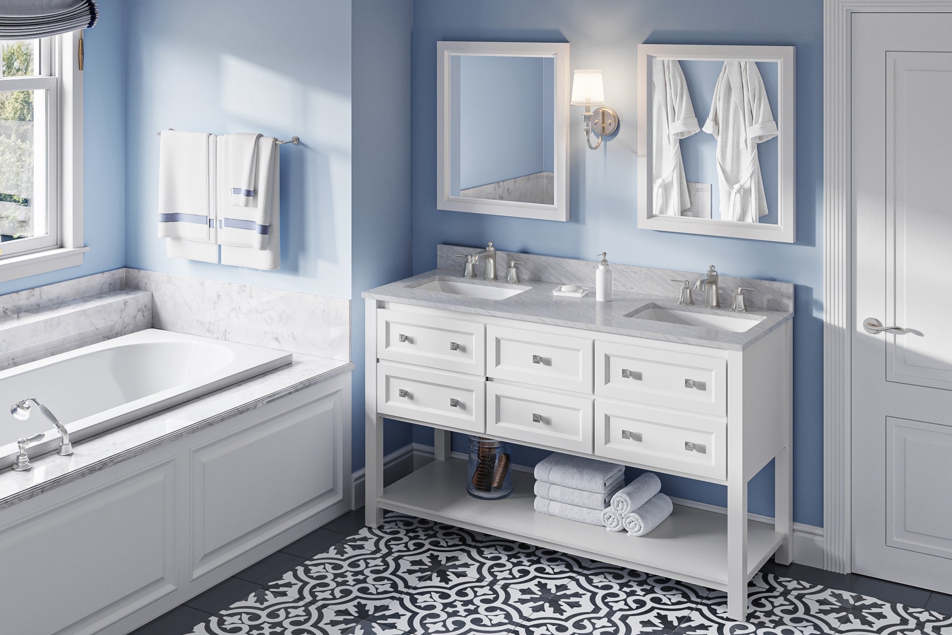 60" Adler Vanity – Double Bowl – White