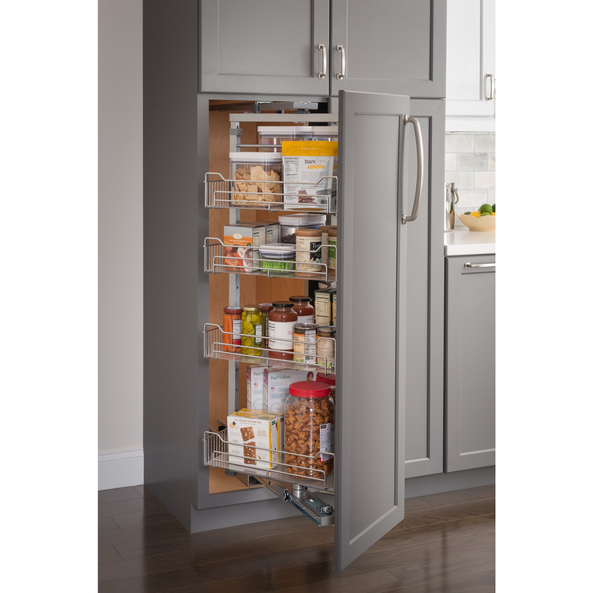 12" Wide 74" Tall Chrome Wire Soft-close Pantry Swingout