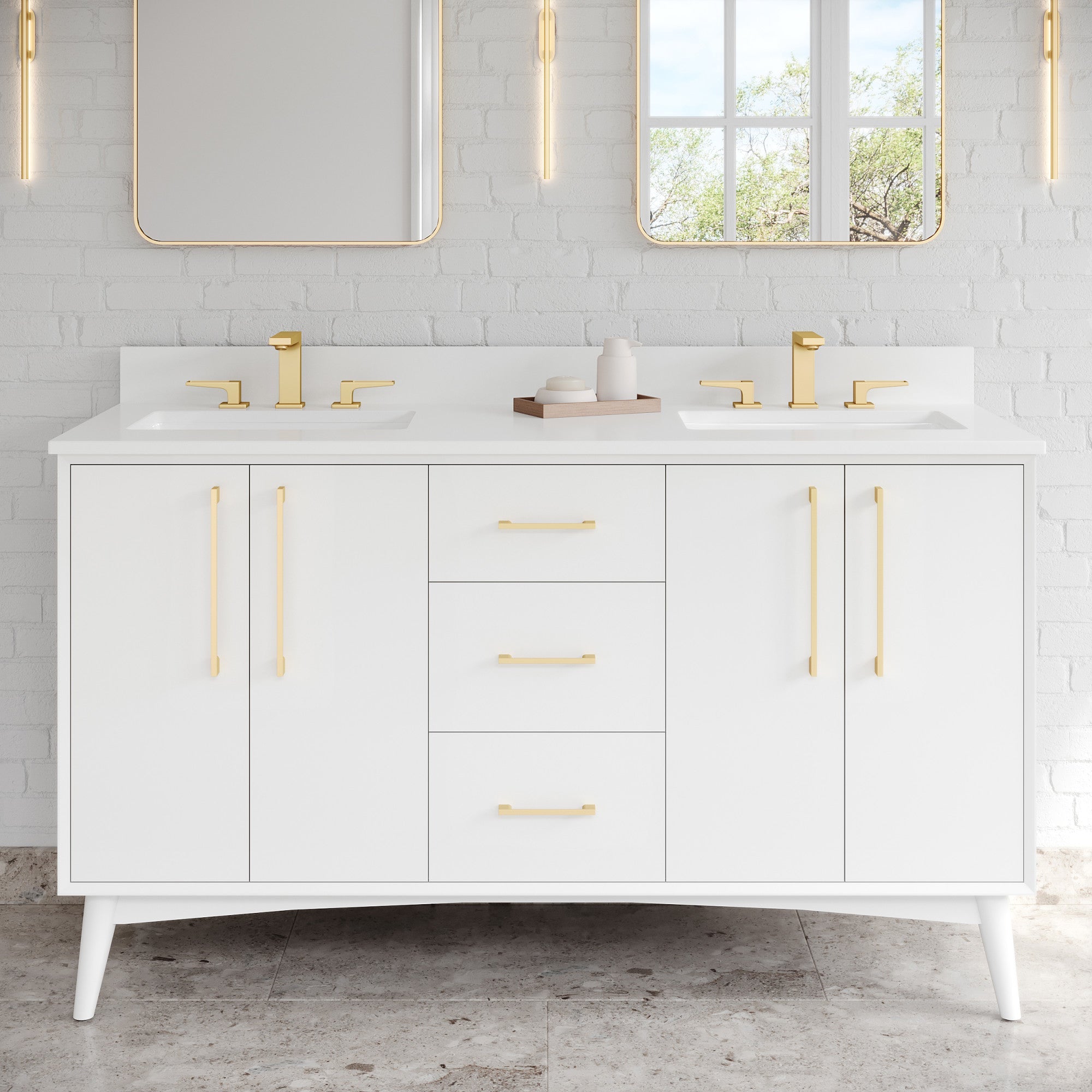 60" Dashwood Vanity – Double Bowl – White