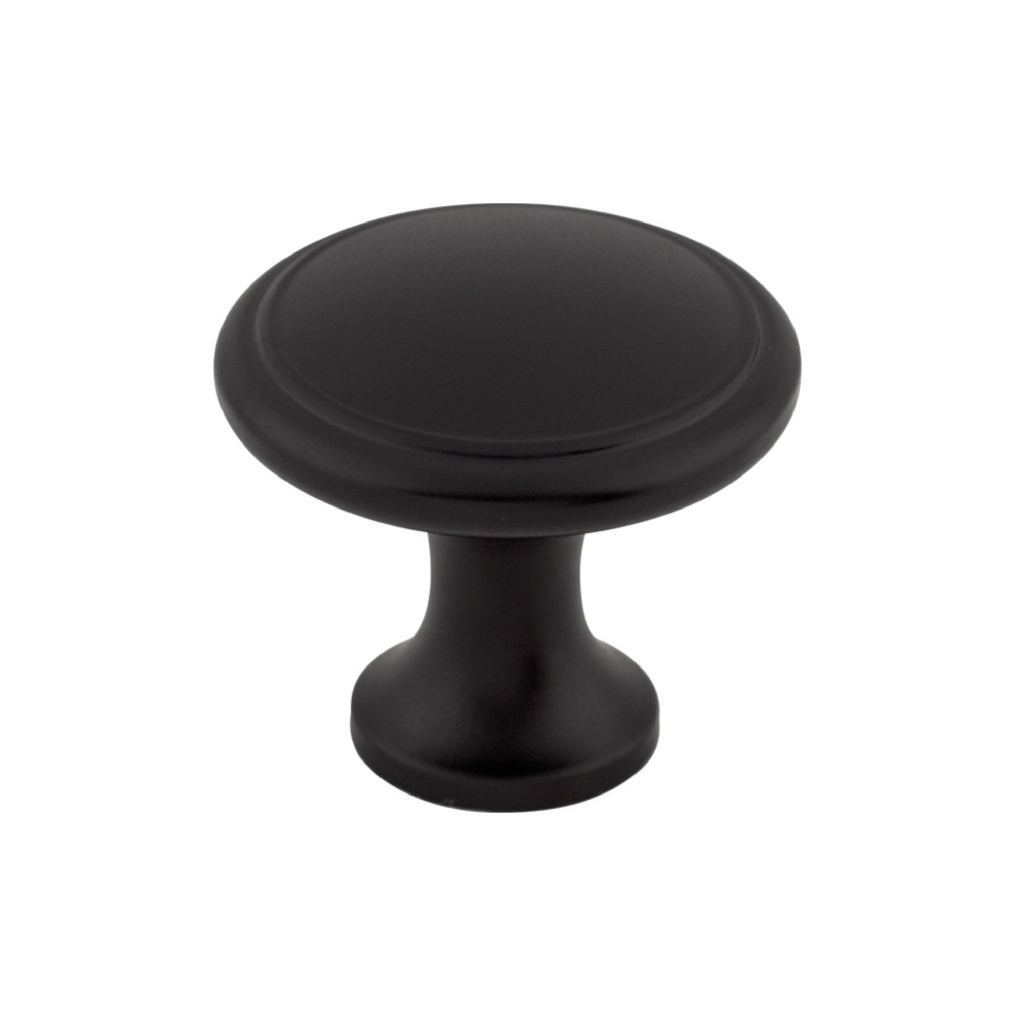 Ringed Round Knob - Flat Black