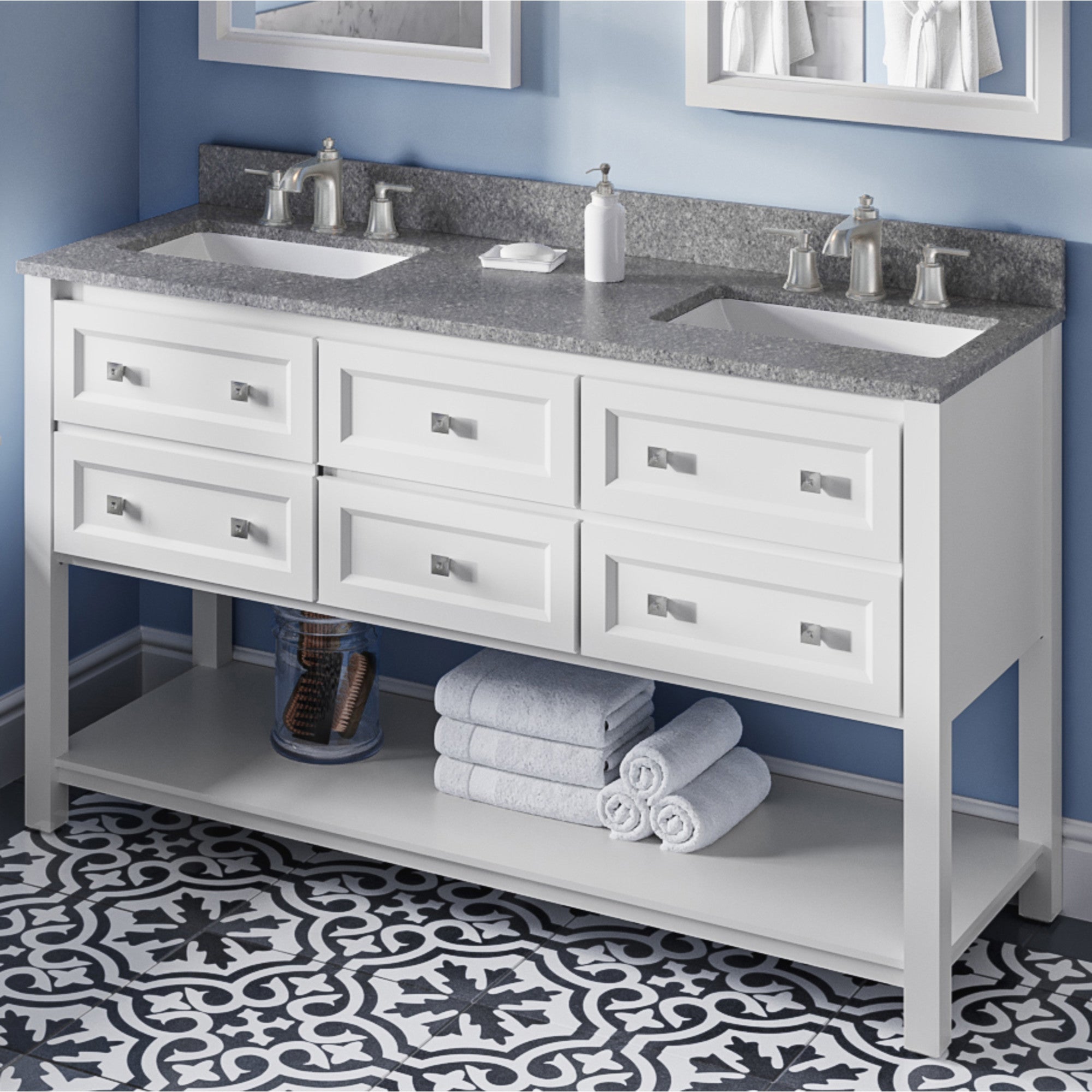 60" Adler Vanity – Double Bowl – White