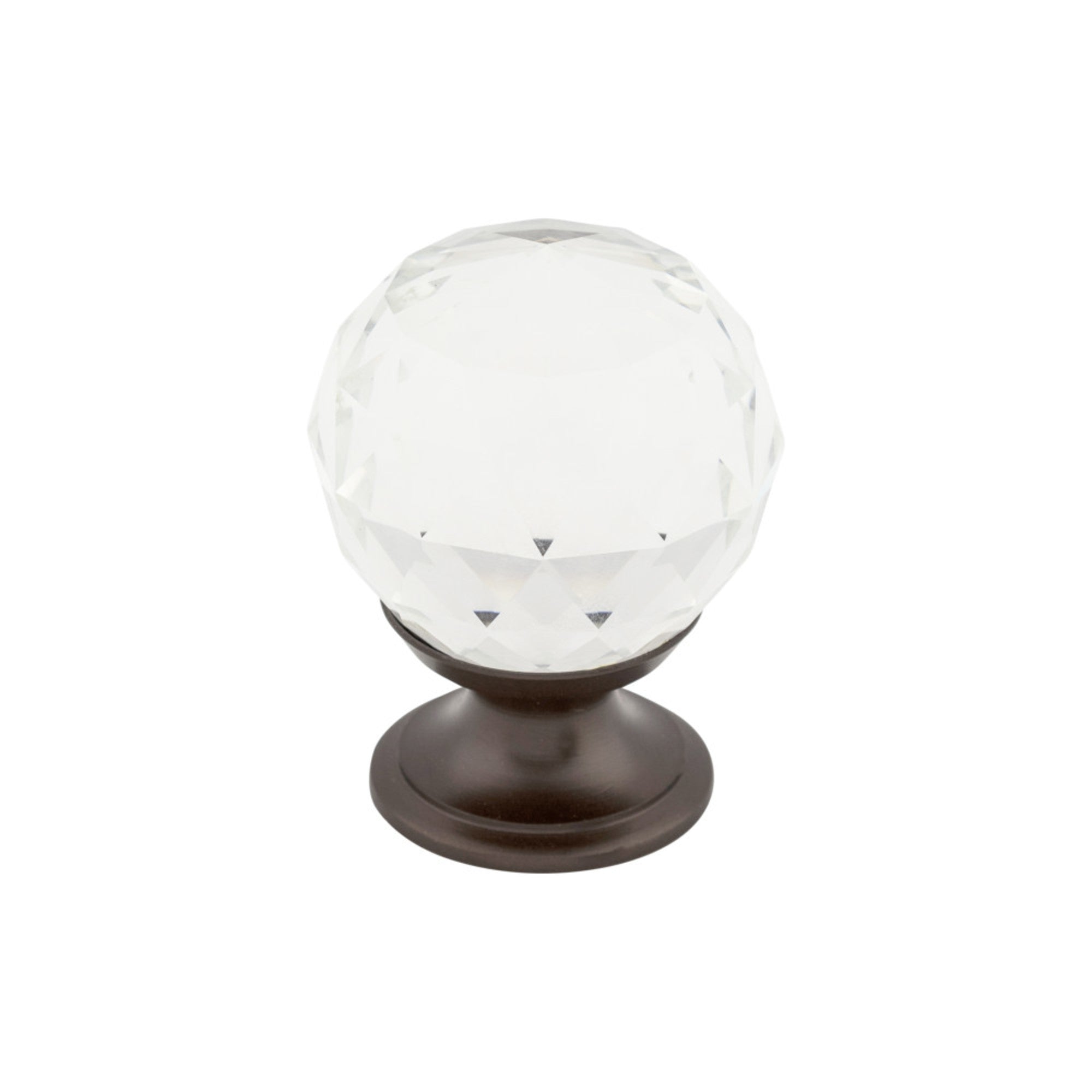 Clear Crystal 1 1/8" Diameter Round Knob - Oil Rubbed Bronze