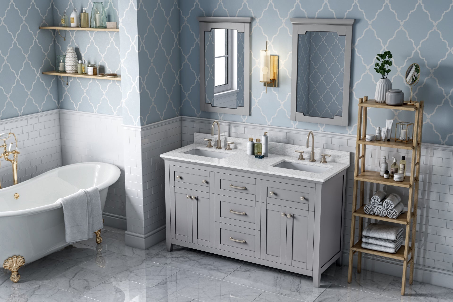 60" Chatham Vanity – Double Bowl – Grey