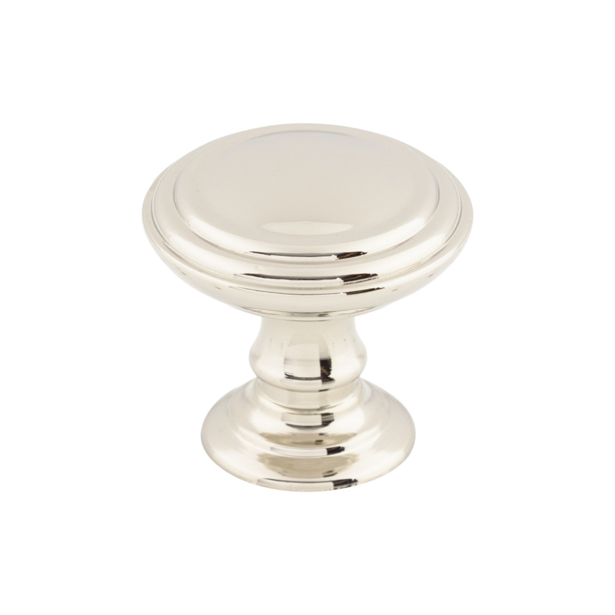 Reeded 1 1/2" Diameter Round Knob - Polished Nickel
