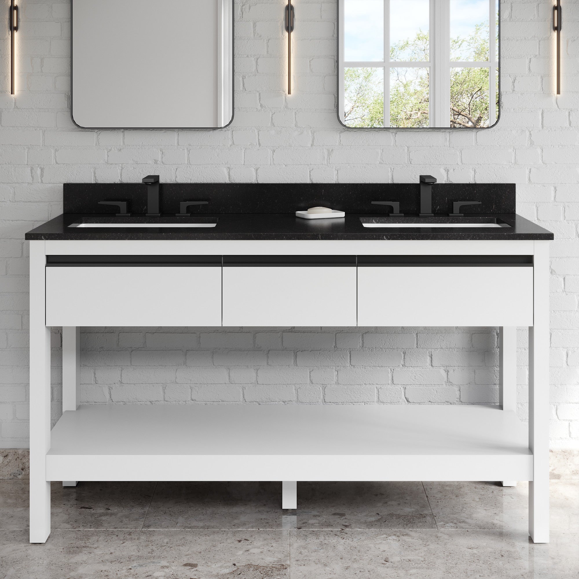 60" Jubilee Vanity – Double Bowl – White