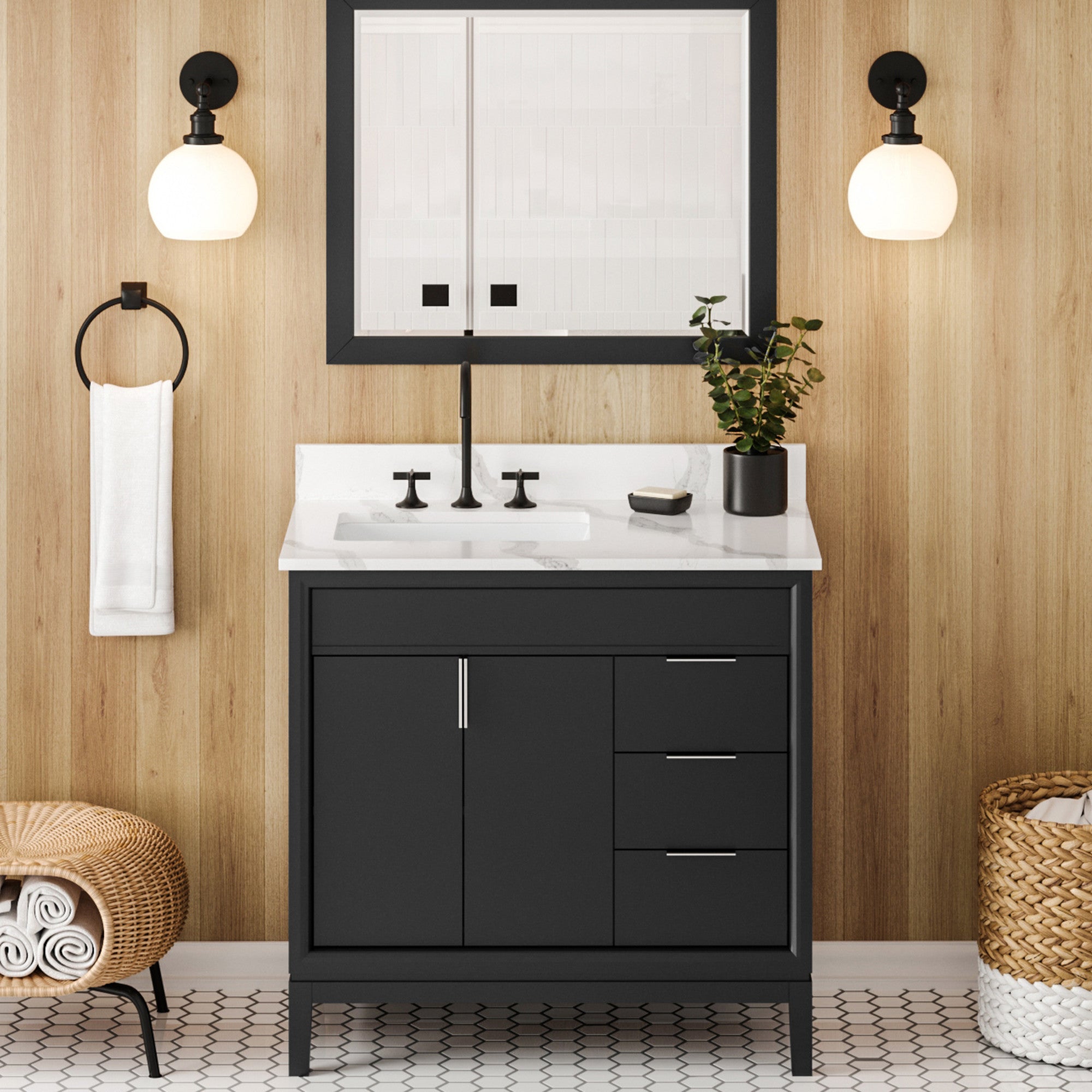 36" Theodora Vanity – Left Offset – Black