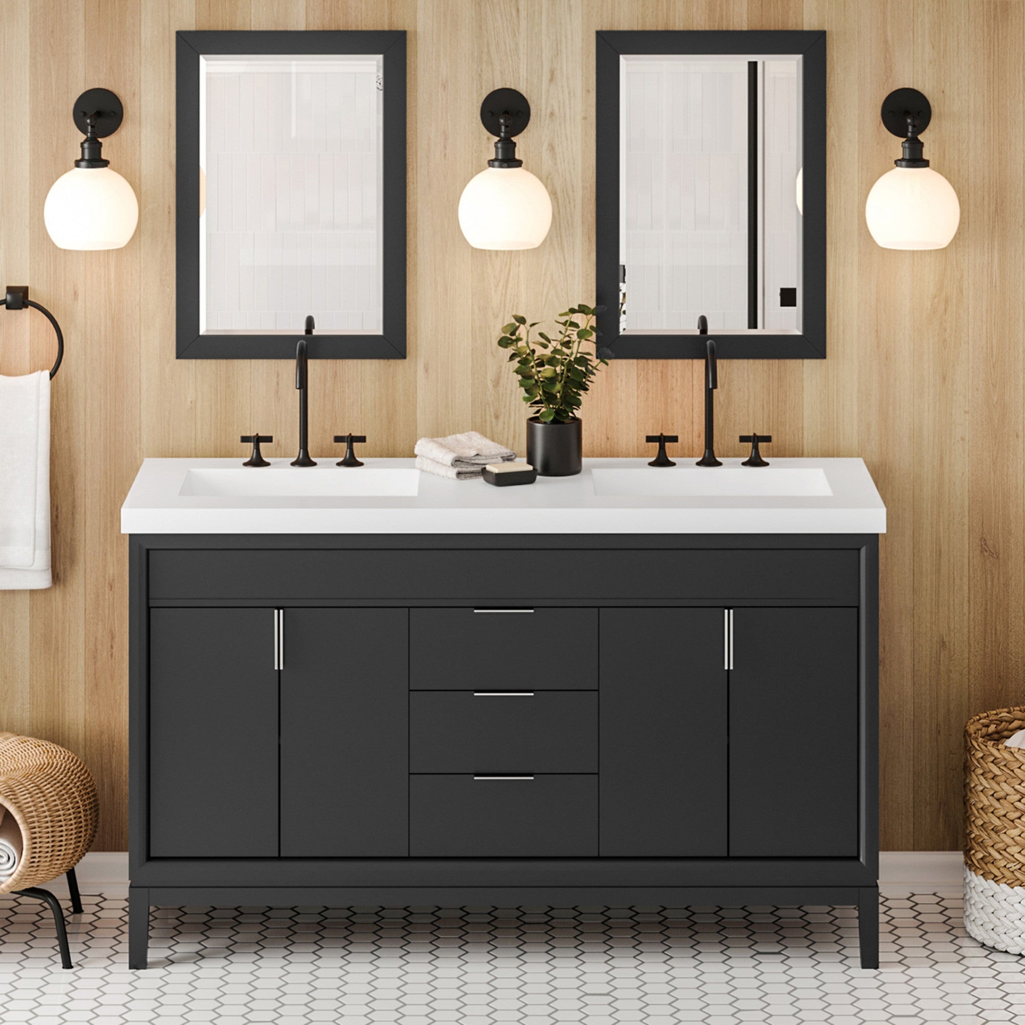 60" Theodora Vanity – Double Bowl – Black