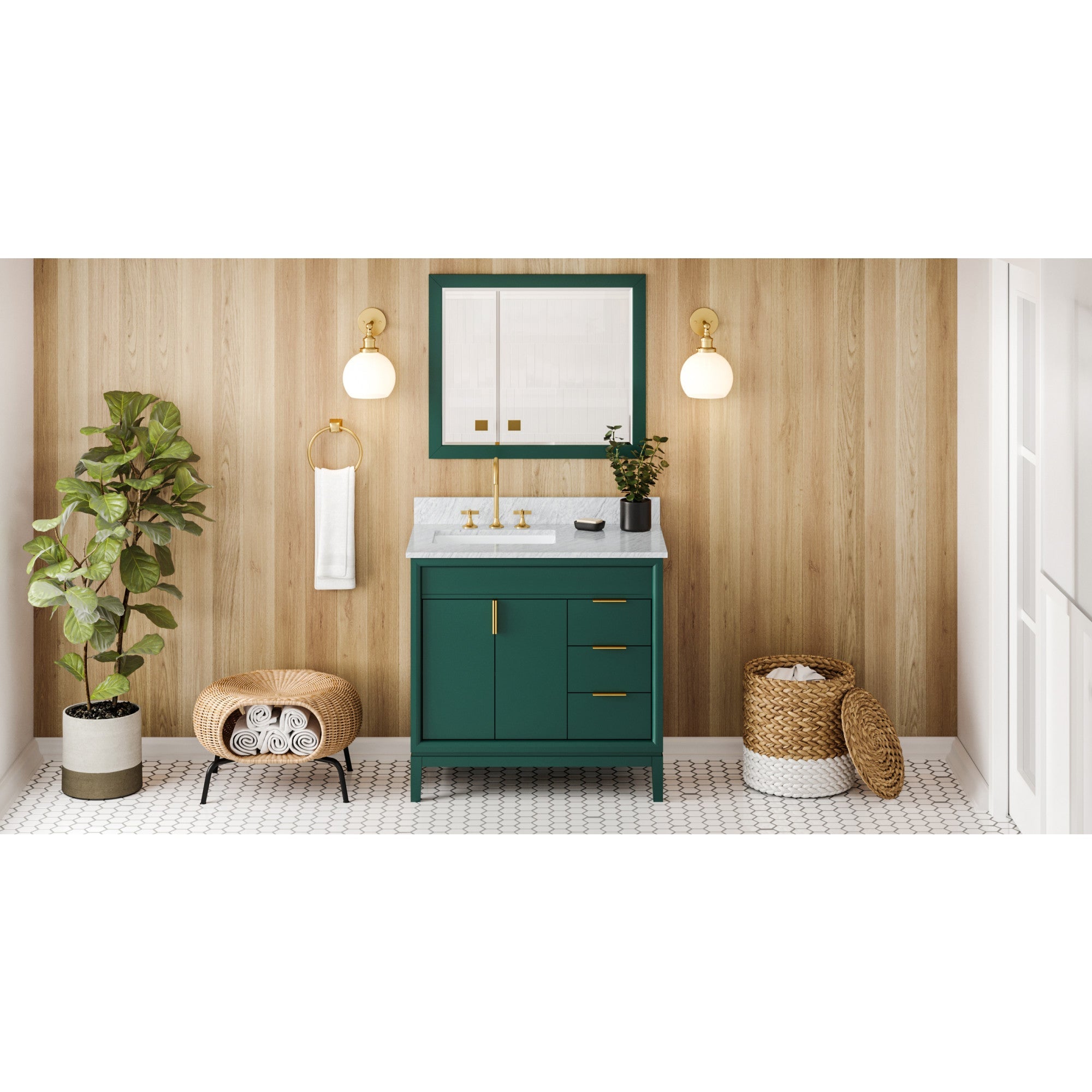 36" Theodora Vanity – Left Offset – Forest Green