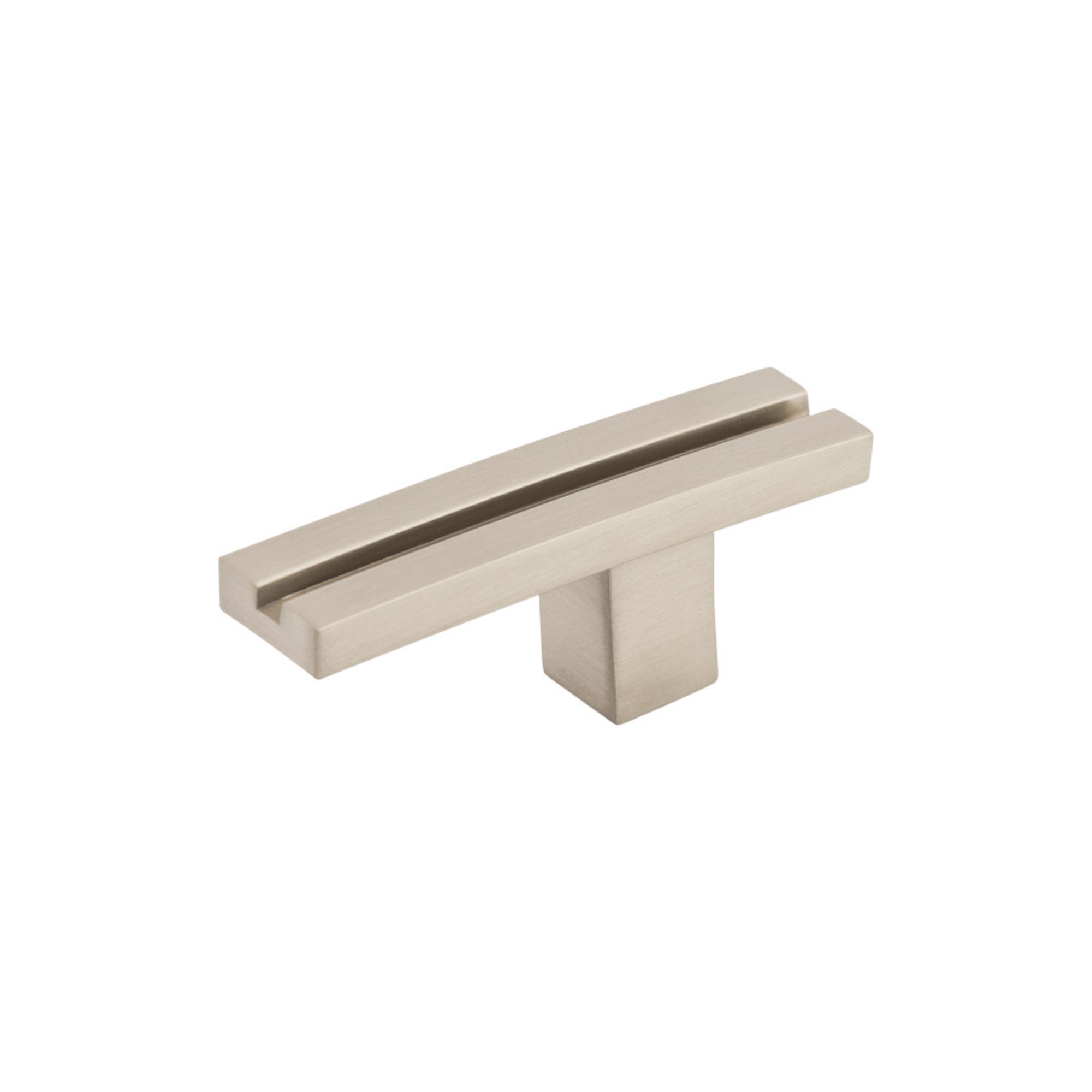 Inset Rail 2 5/8" Length Geometric Knob - Brushed Satin Nickel