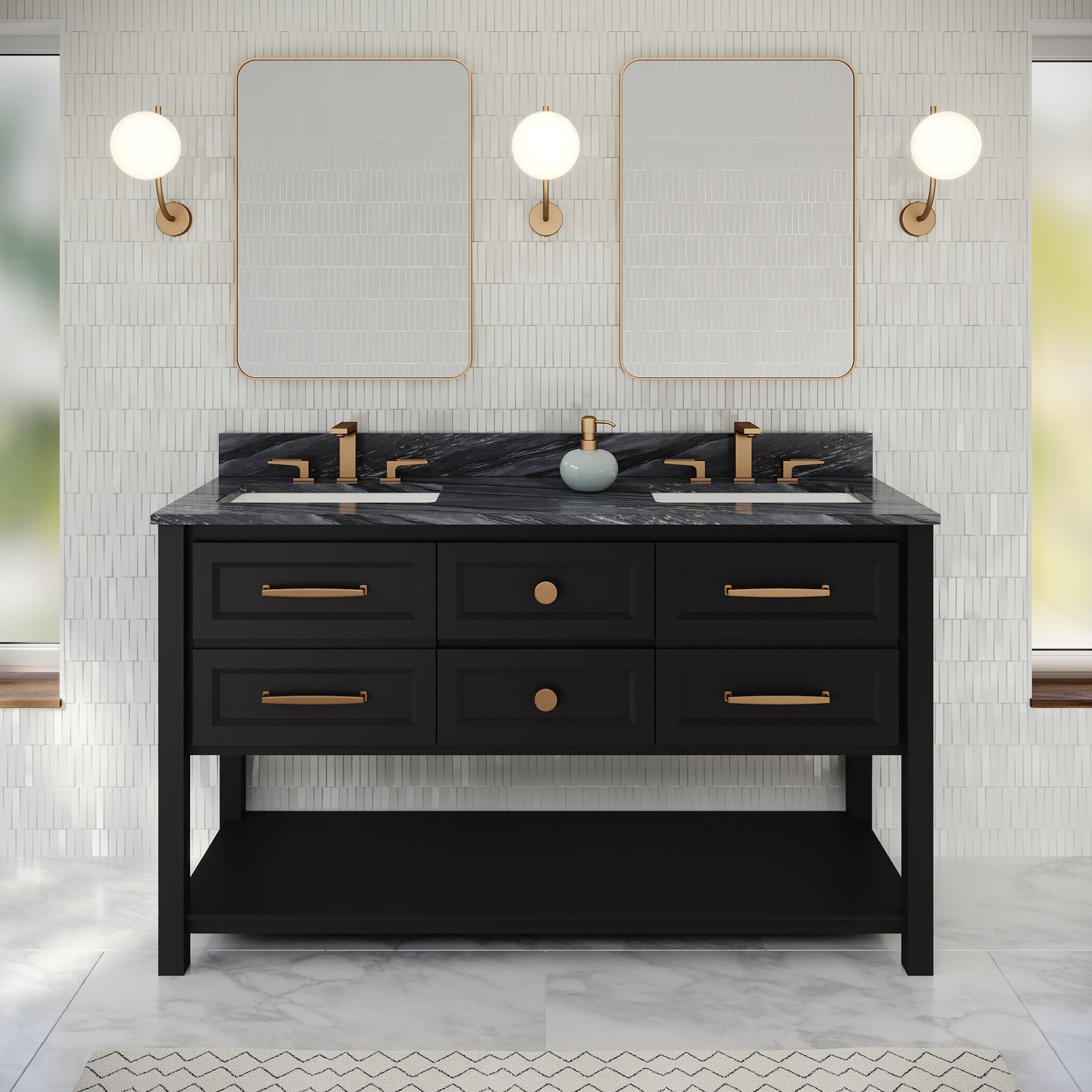 60" Kipling Vanity – Double Bowl – Blue Steel