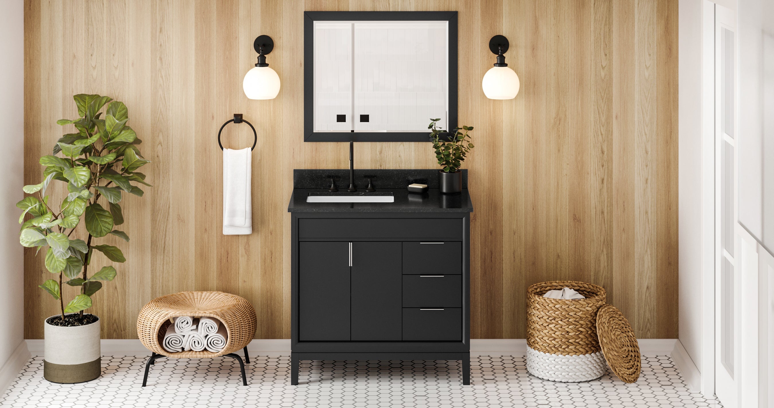 36" Theodora Vanity – Left Offset – Black