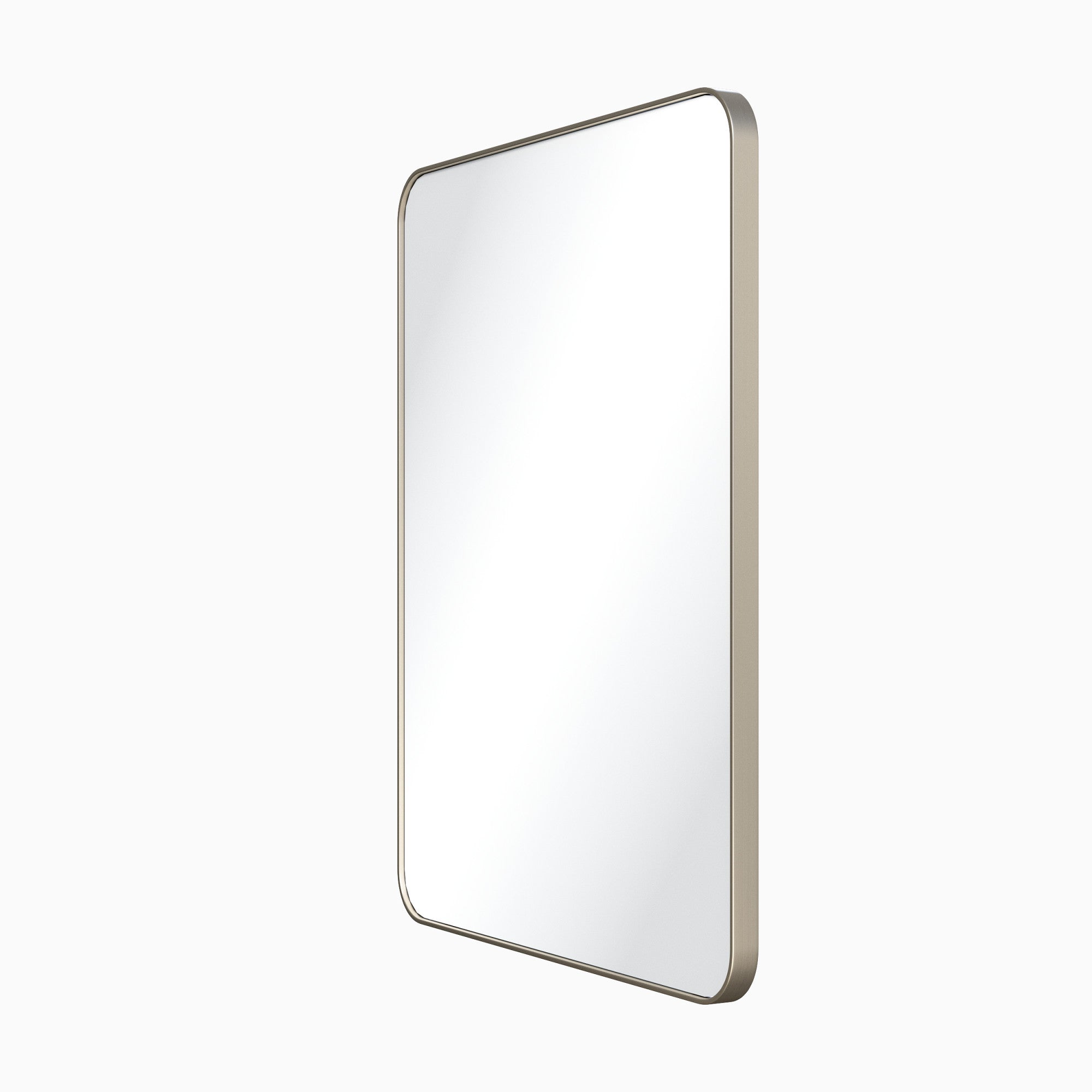 24" W x 1" D x 30" H Satin Nickel Rounded Rectangle Metal Frame Mirror