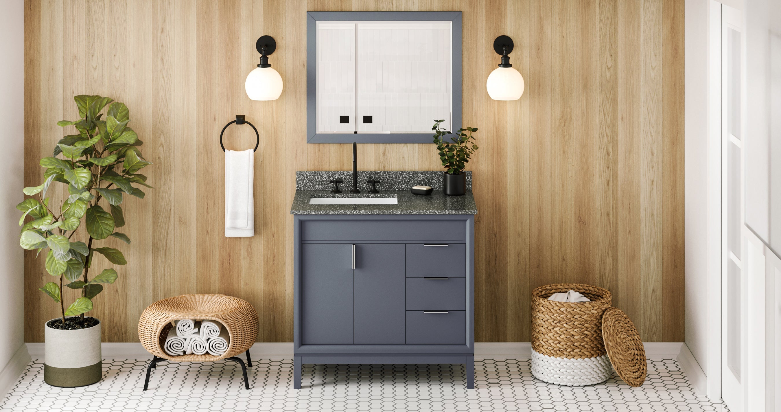 36" Theodora Vanity – Left Offset – Blue Steel