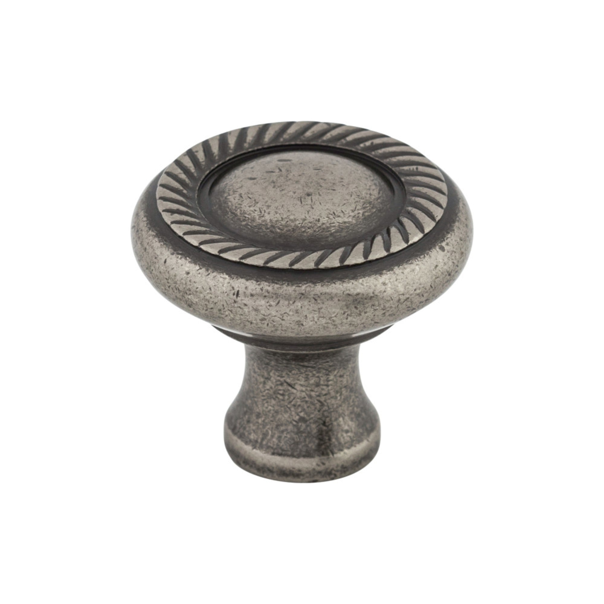 Swirl Cut 1 1/4" Diameter Round Knob - Pewter Antique
