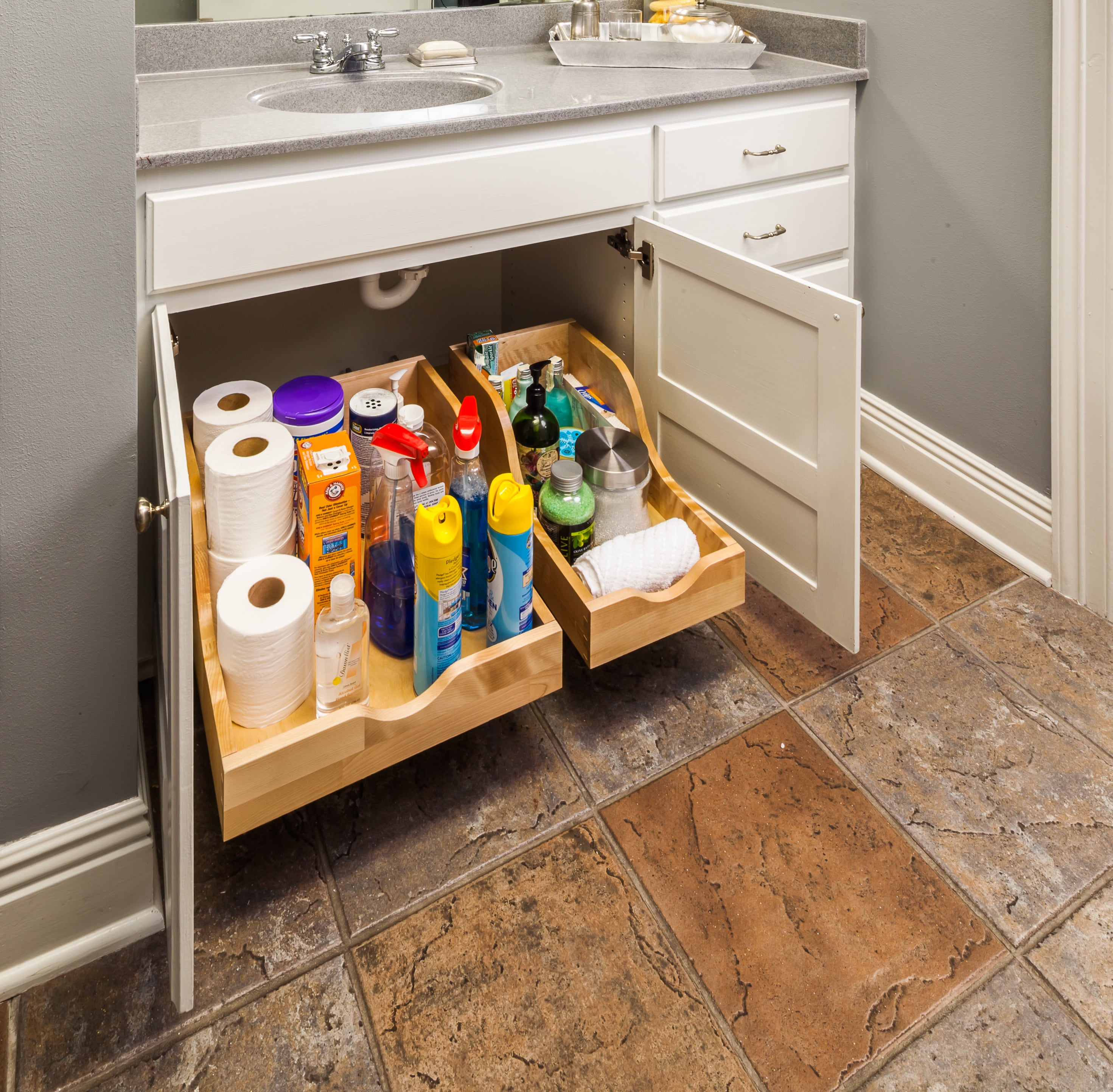 12" Wood High Back Rollout for Vanity Depth
