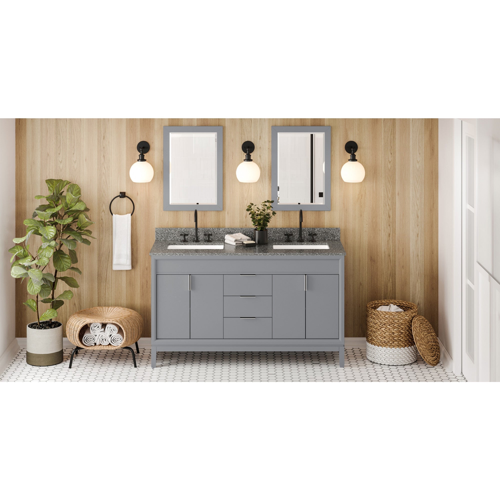 60" Theodora Vanity – Double Bowl – Grey