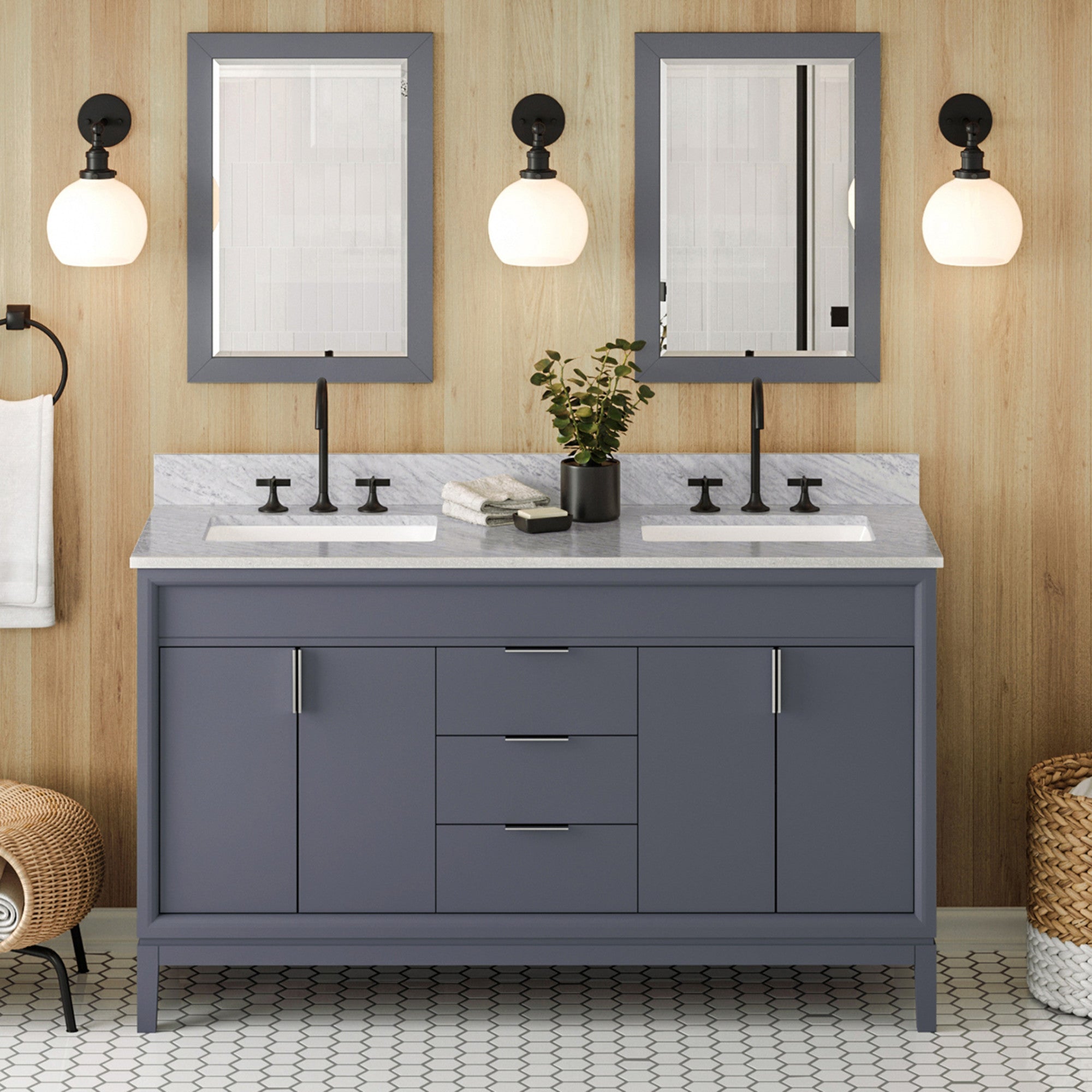 60" Theodora Vanity – Double Bowl – Blue Steel