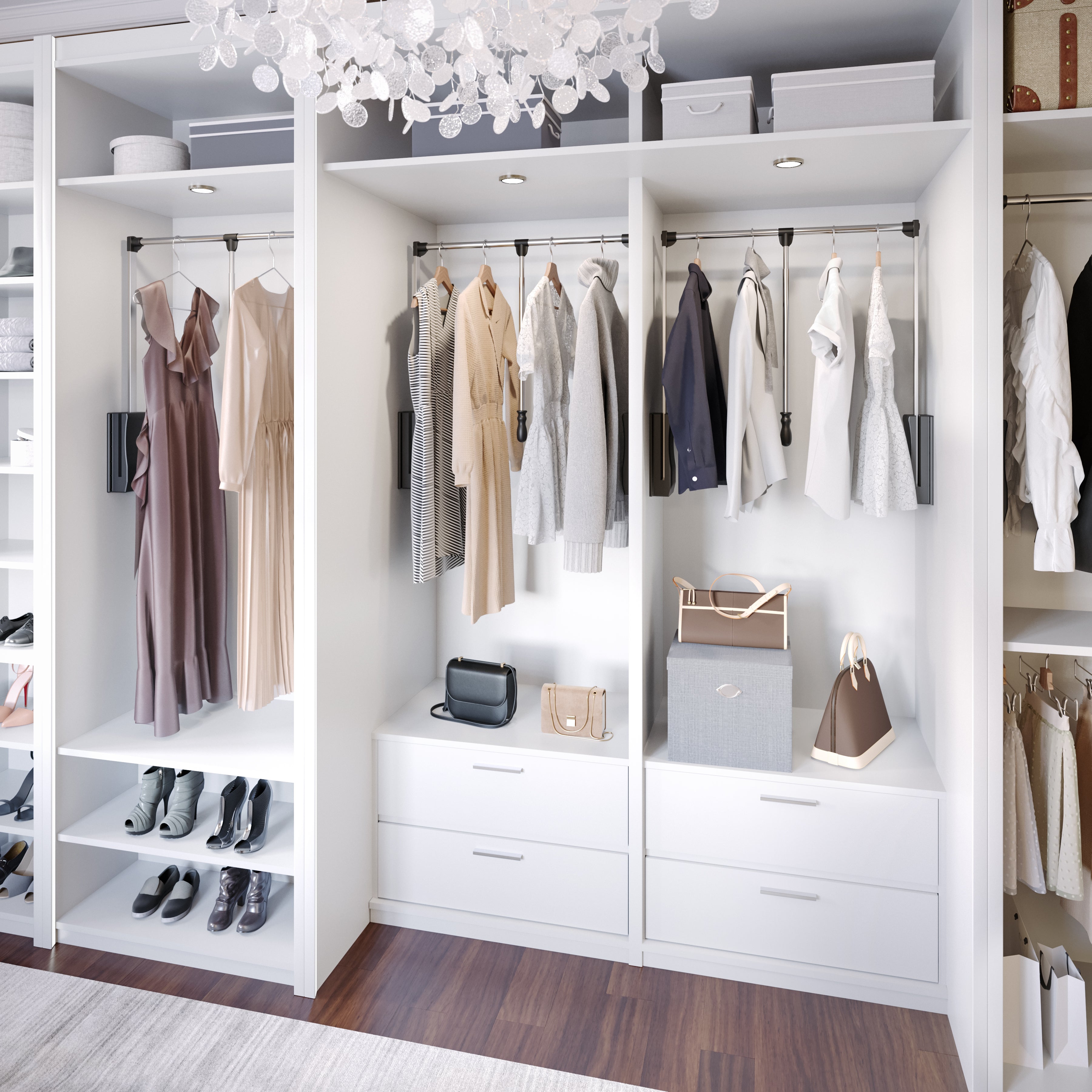 Chrome Expandable Wardrobe Lift for 33" - 48" Openings