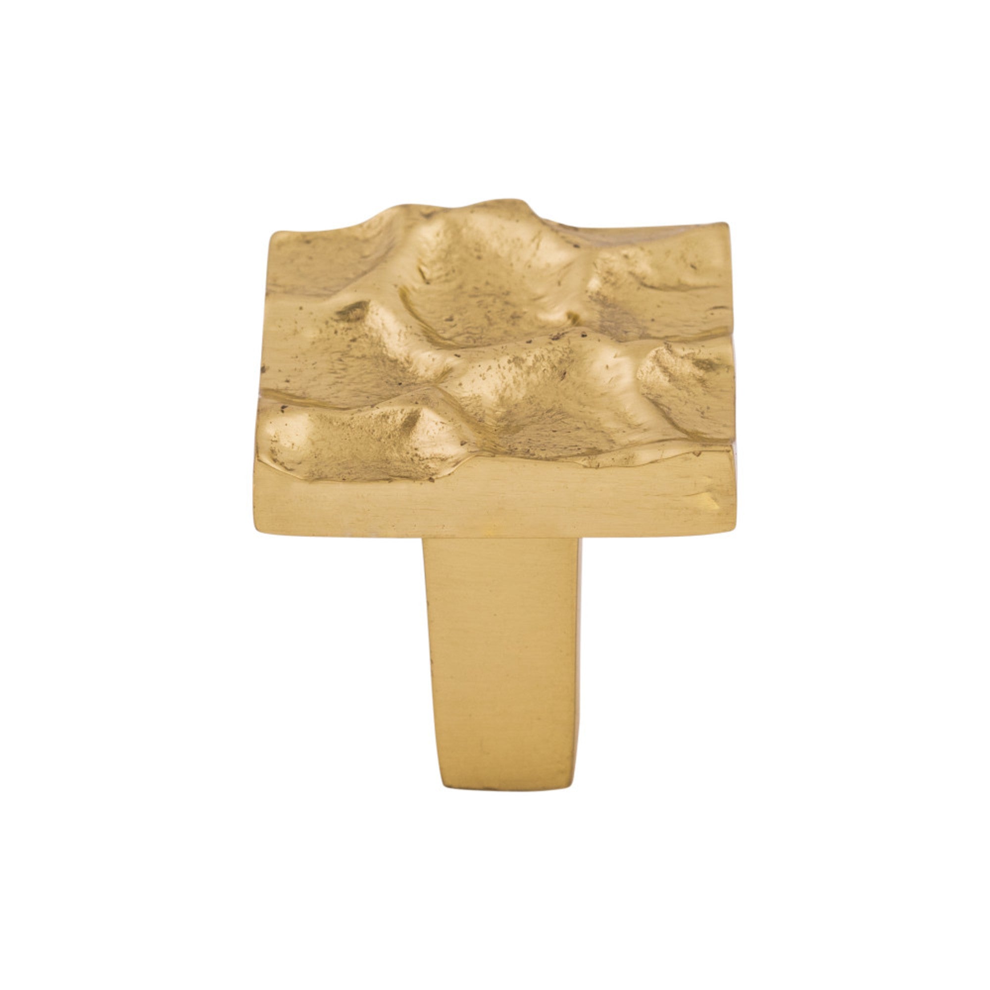 Cobblestone 1 1/8" Length Square Knob - Polished Brass