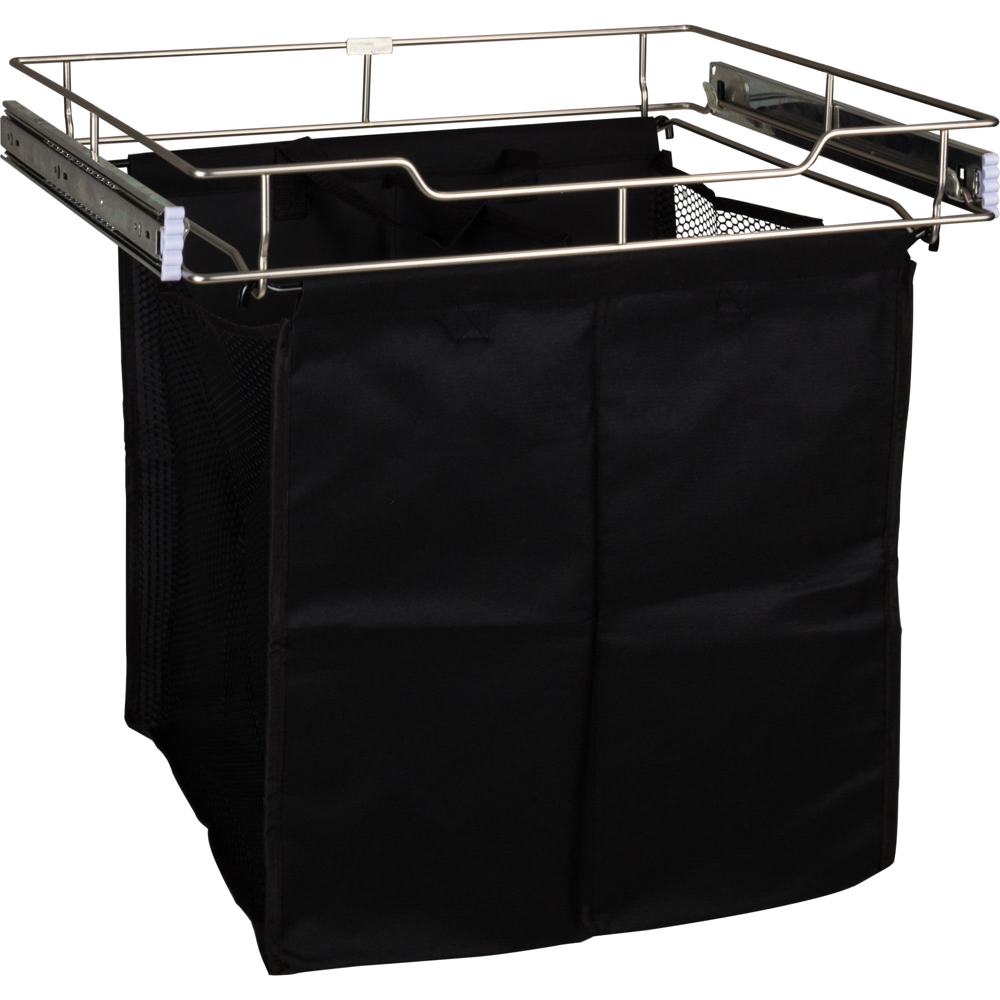 Satin Nickel 18" Deep Pullout Canvas Hamper with Removable Laundry Bag