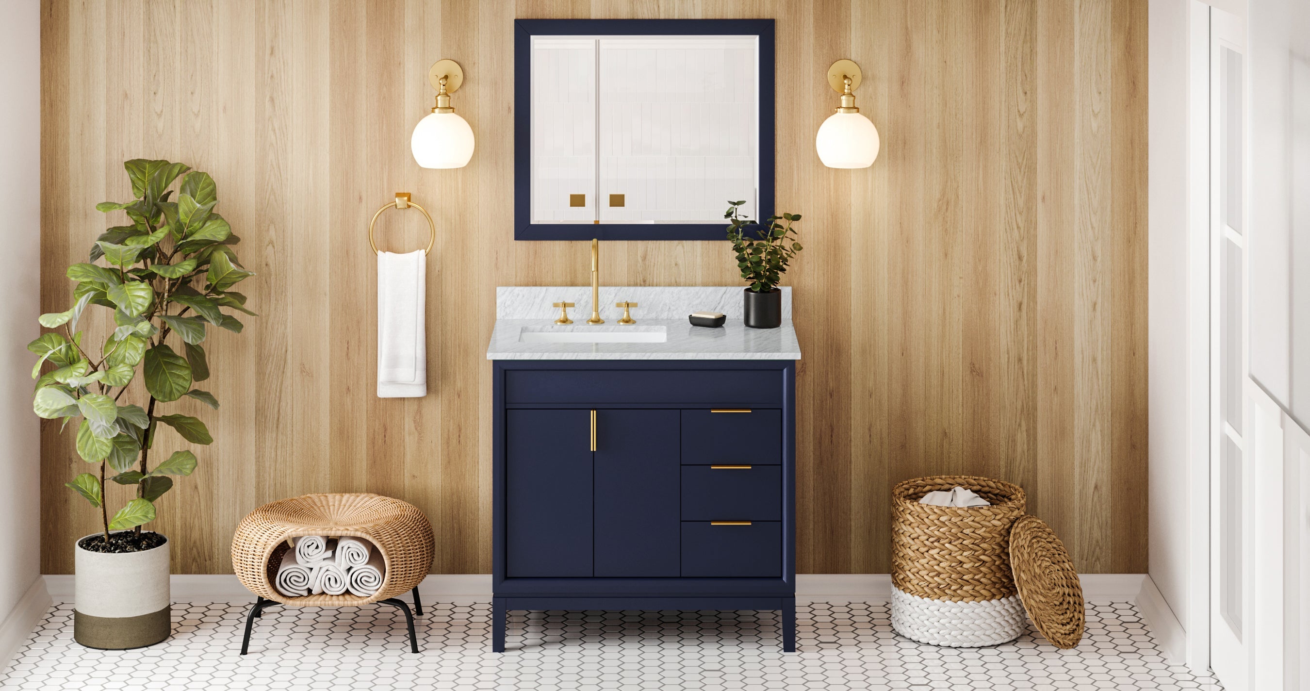 36" Theodora Vanity – Left Offset – Hale Blue