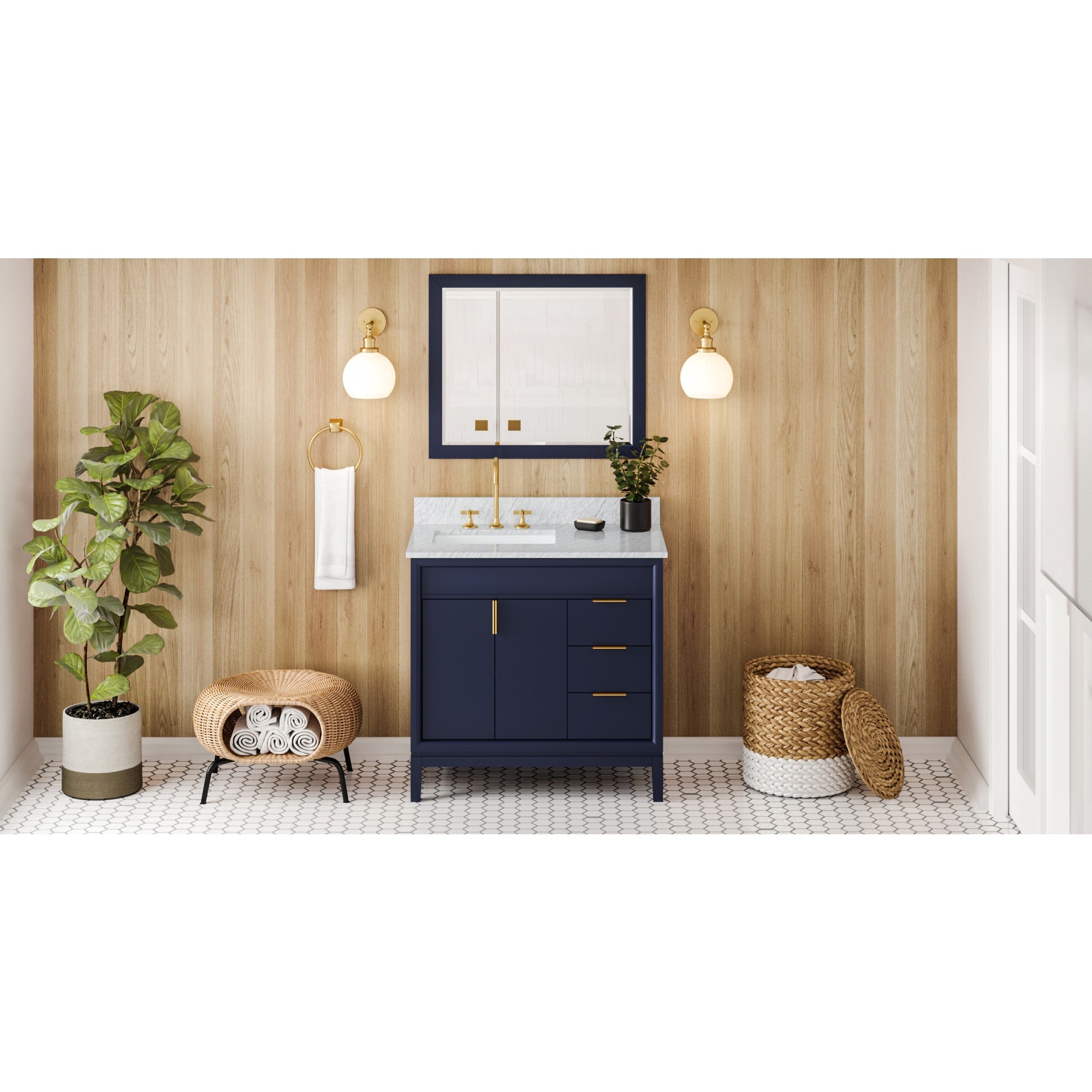 36" Theodora Vanity – Left Offset – Hale Blue