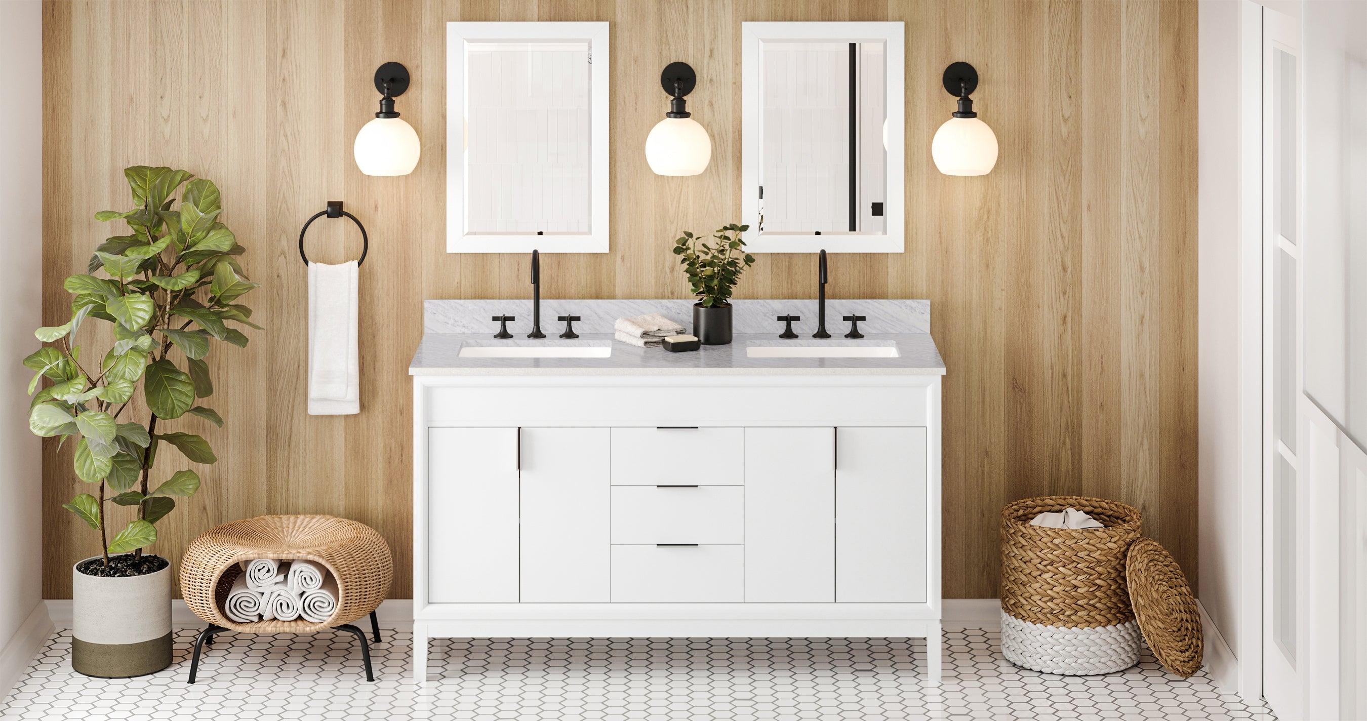 60" Theodora Vanity – Double Bowl – White