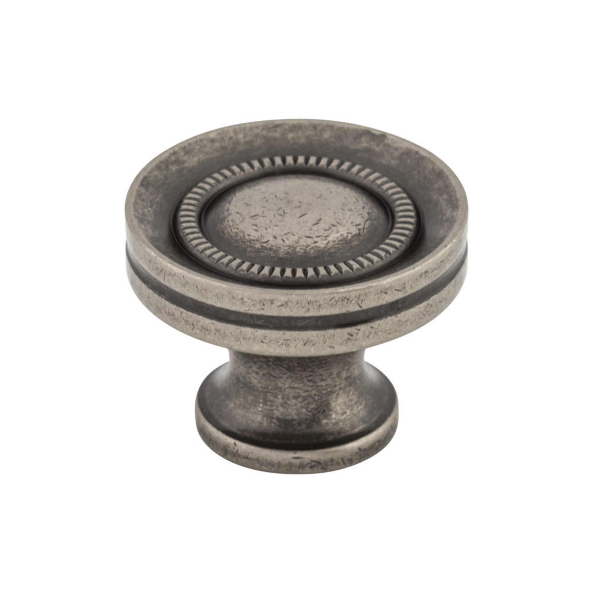 Button Faced Round Knob - Pewter Antique