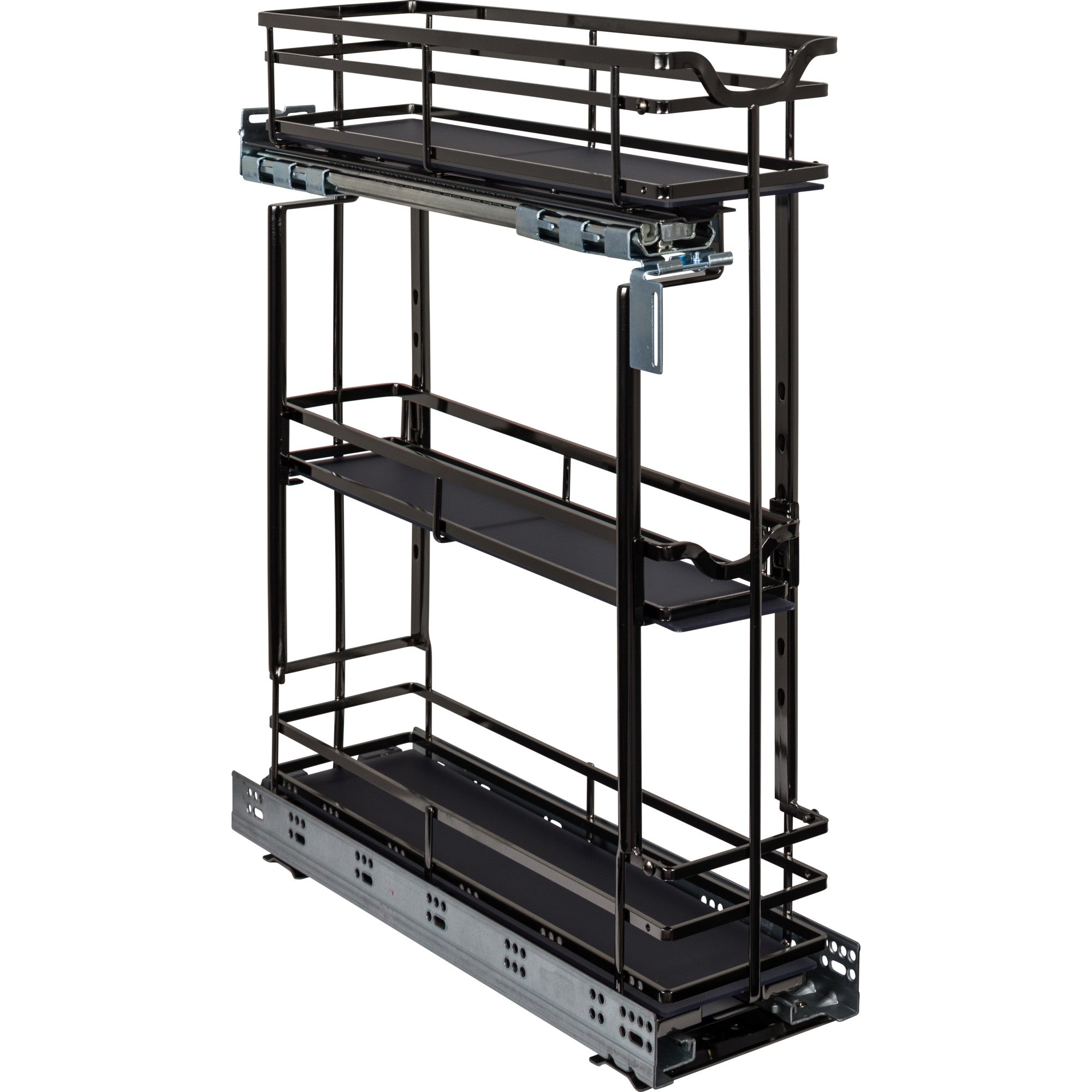 5" Black Nickel STORAGE WITH STYLE® Metal "No Wiggle" Soft-close Base Pullout