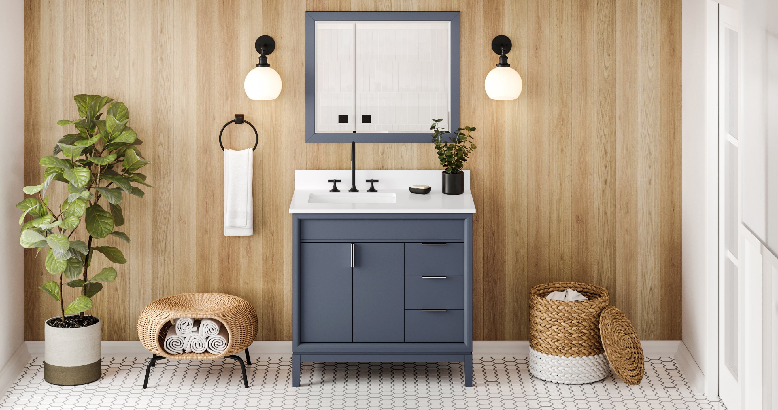 36" Theodora Vanity – Left Offset – Blue Steel