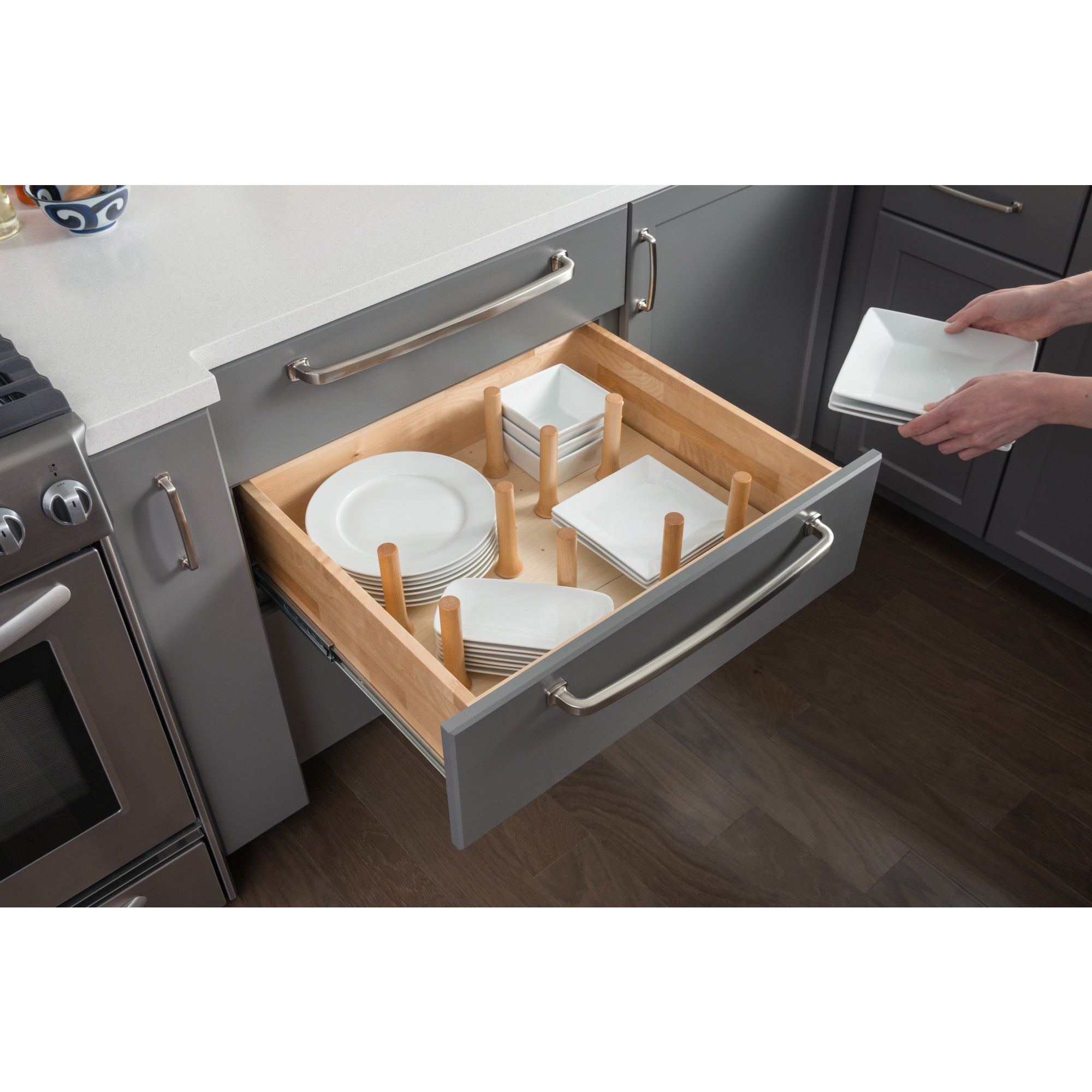 24" Peg Board Drawer Insert with 9 Pegs