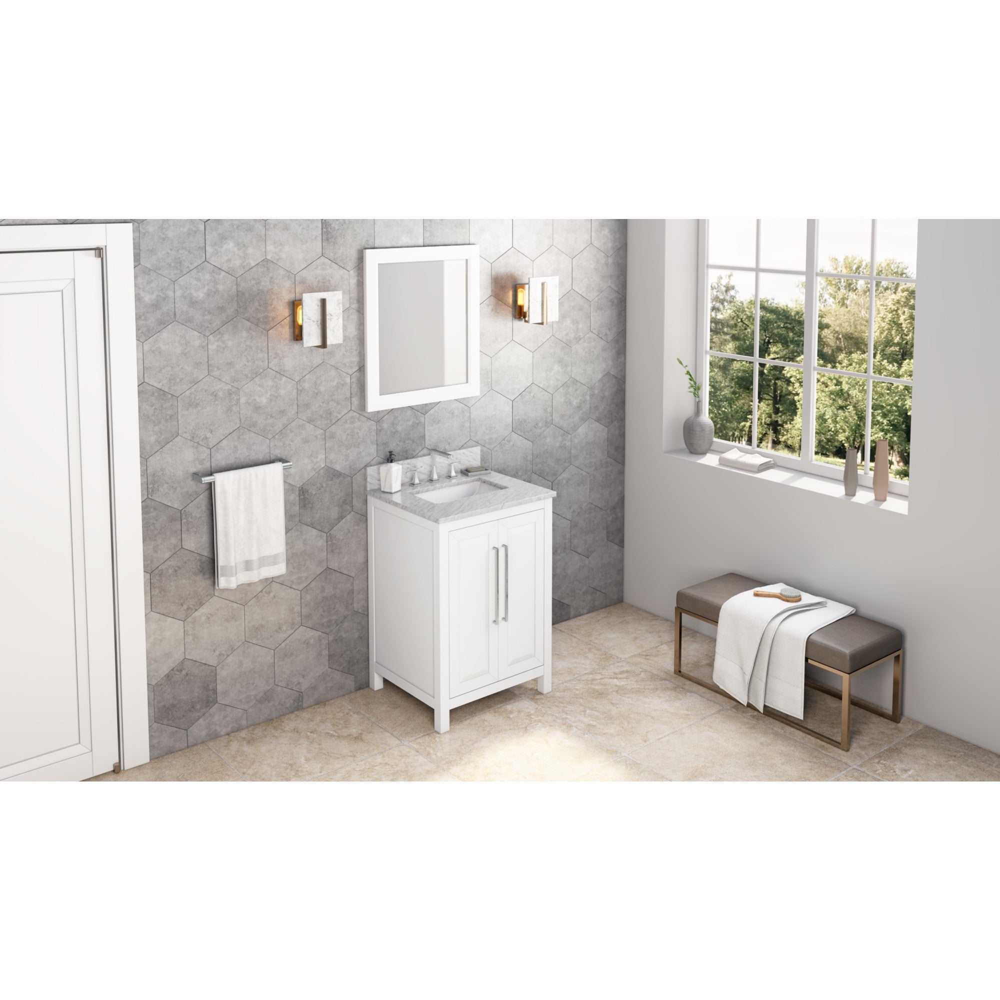 24" Cade Vanity - White - White Carrara Marble