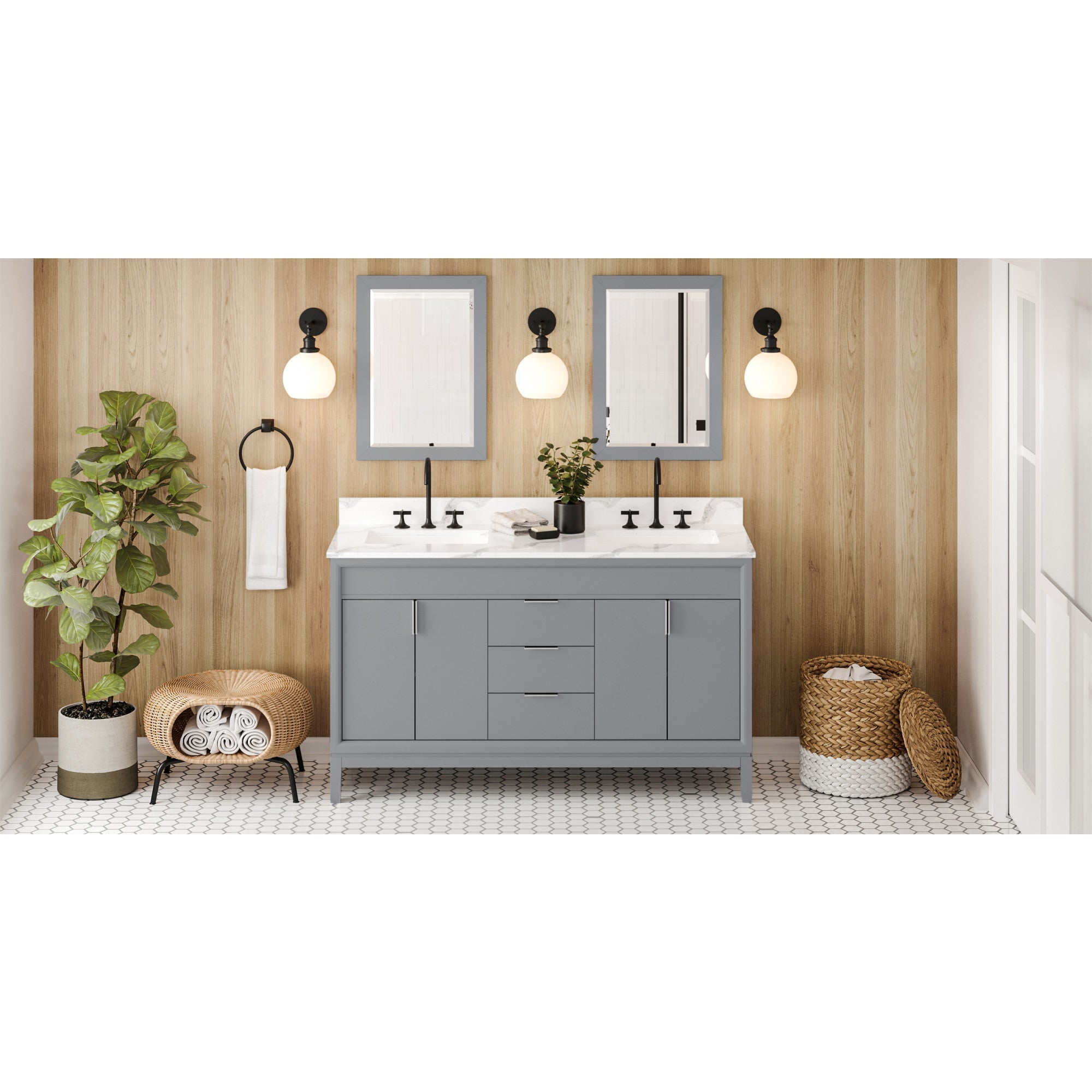 60" Theodora Vanity – Double Bowl – Grey