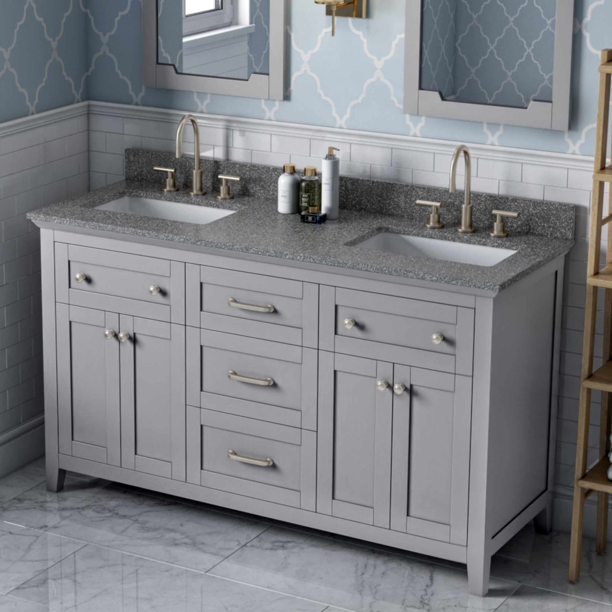 60" Chatham Vanity – Double Bowl – Grey