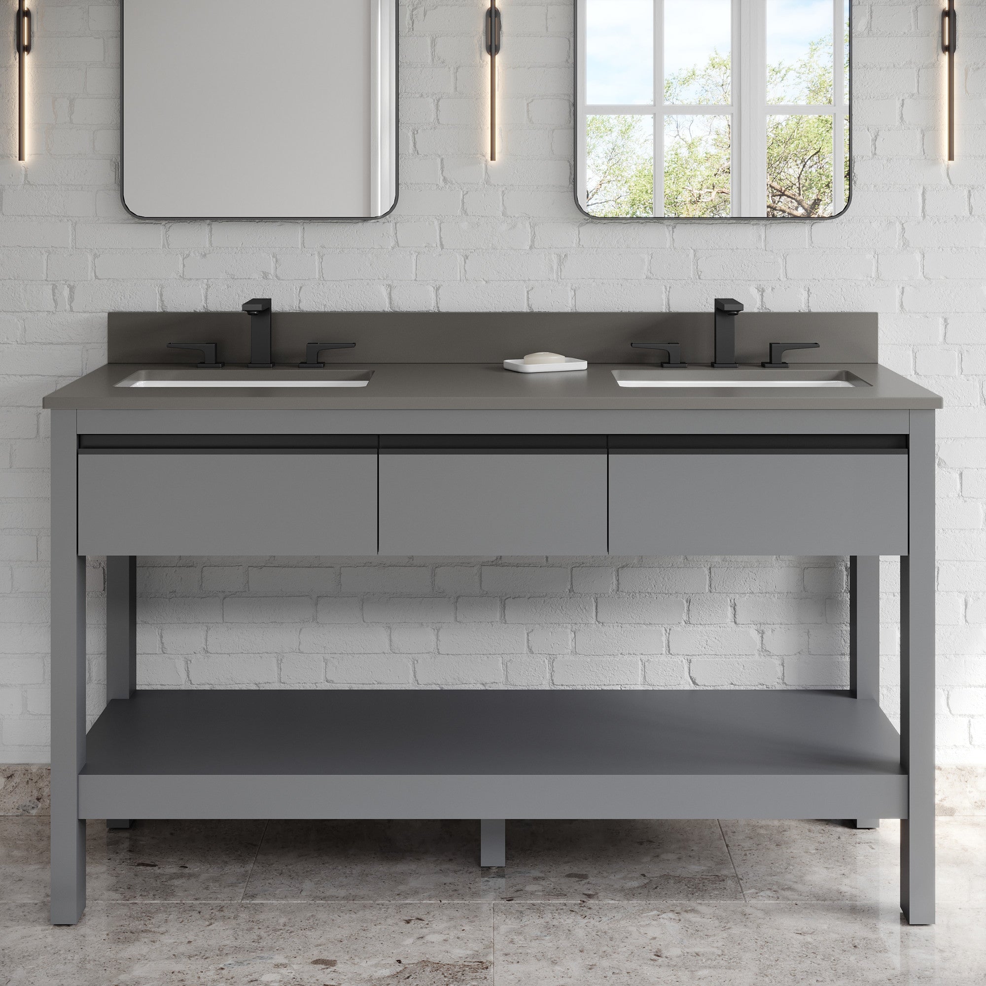 60" Jubilee Vanity – Double Bowl – Grey
