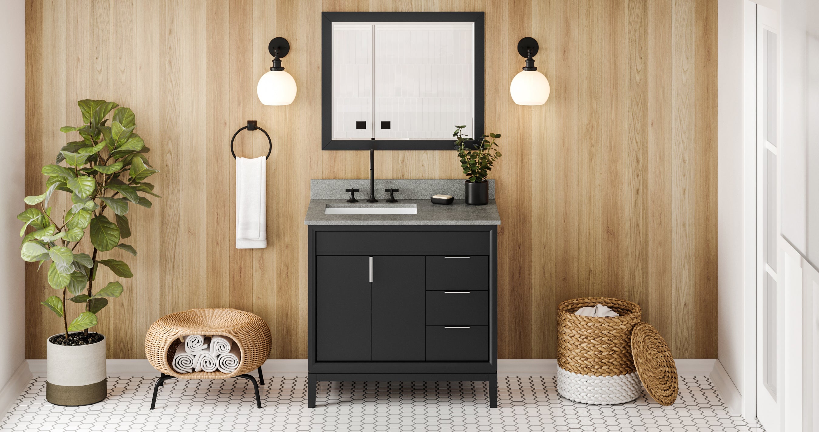 36" Theodora Vanity – Left Offset – Black
