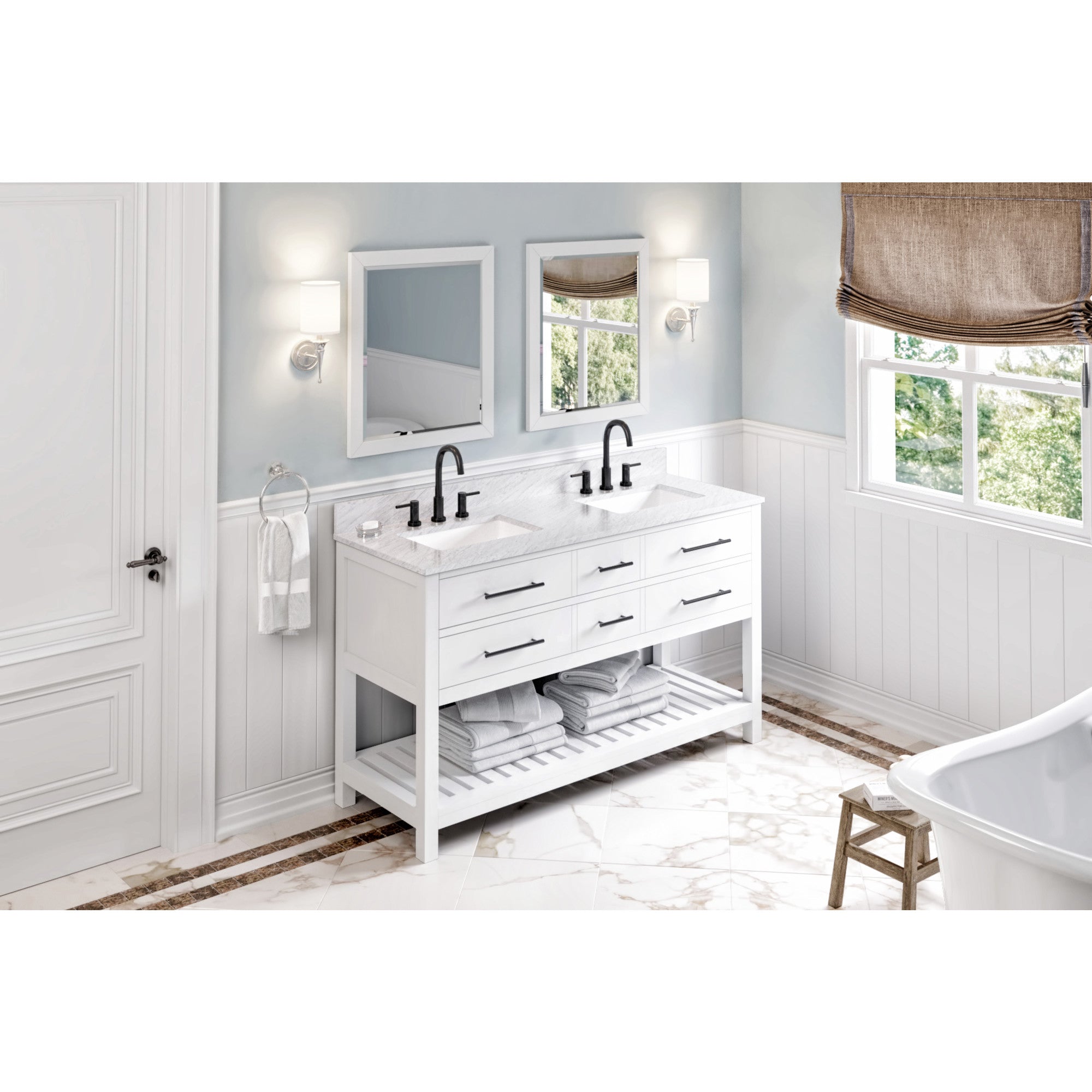 60" Wavecrest Vanity – Double Bowl – Grey