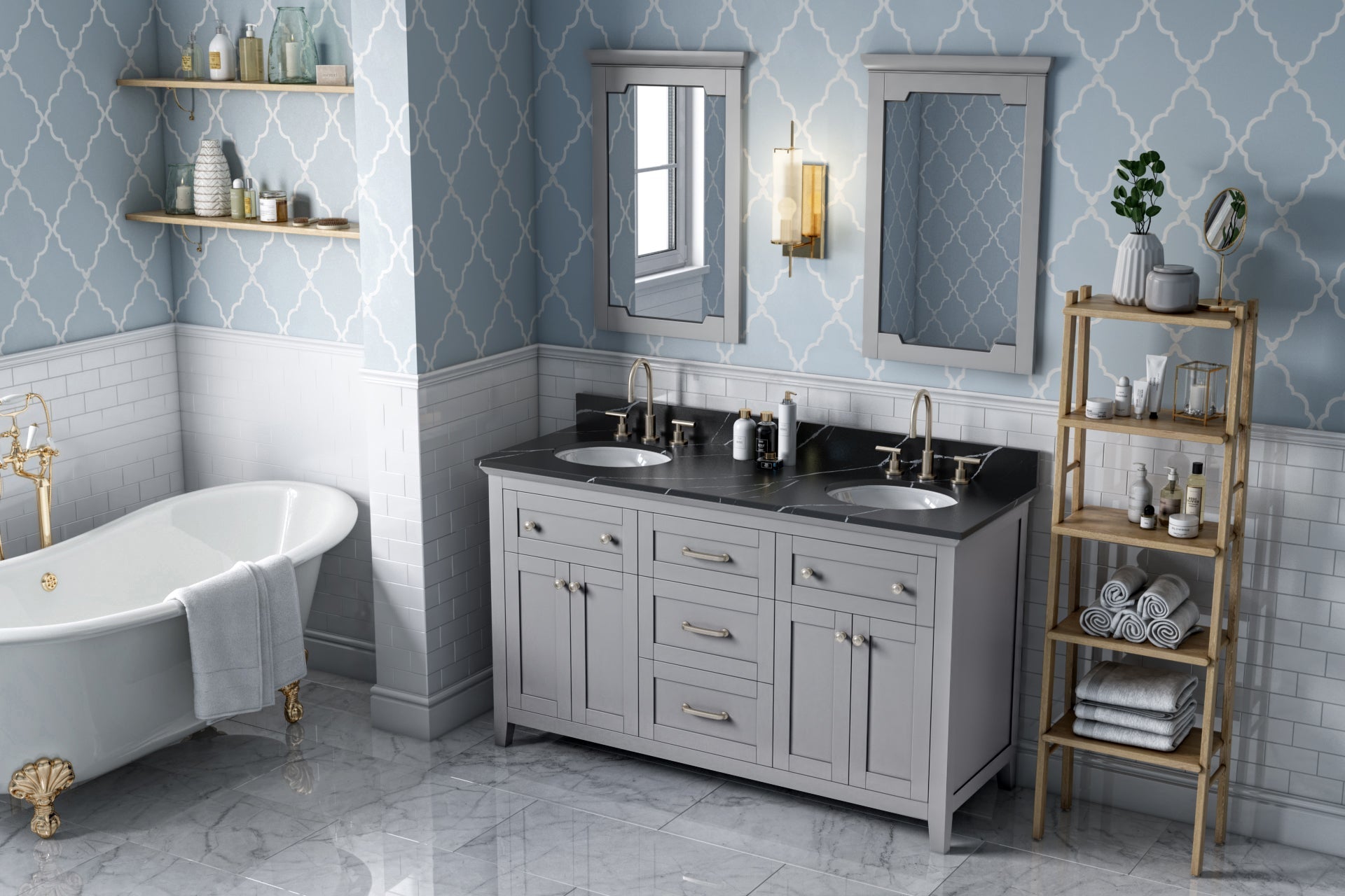 60" Chatham Vanity – Double Bowl – Grey