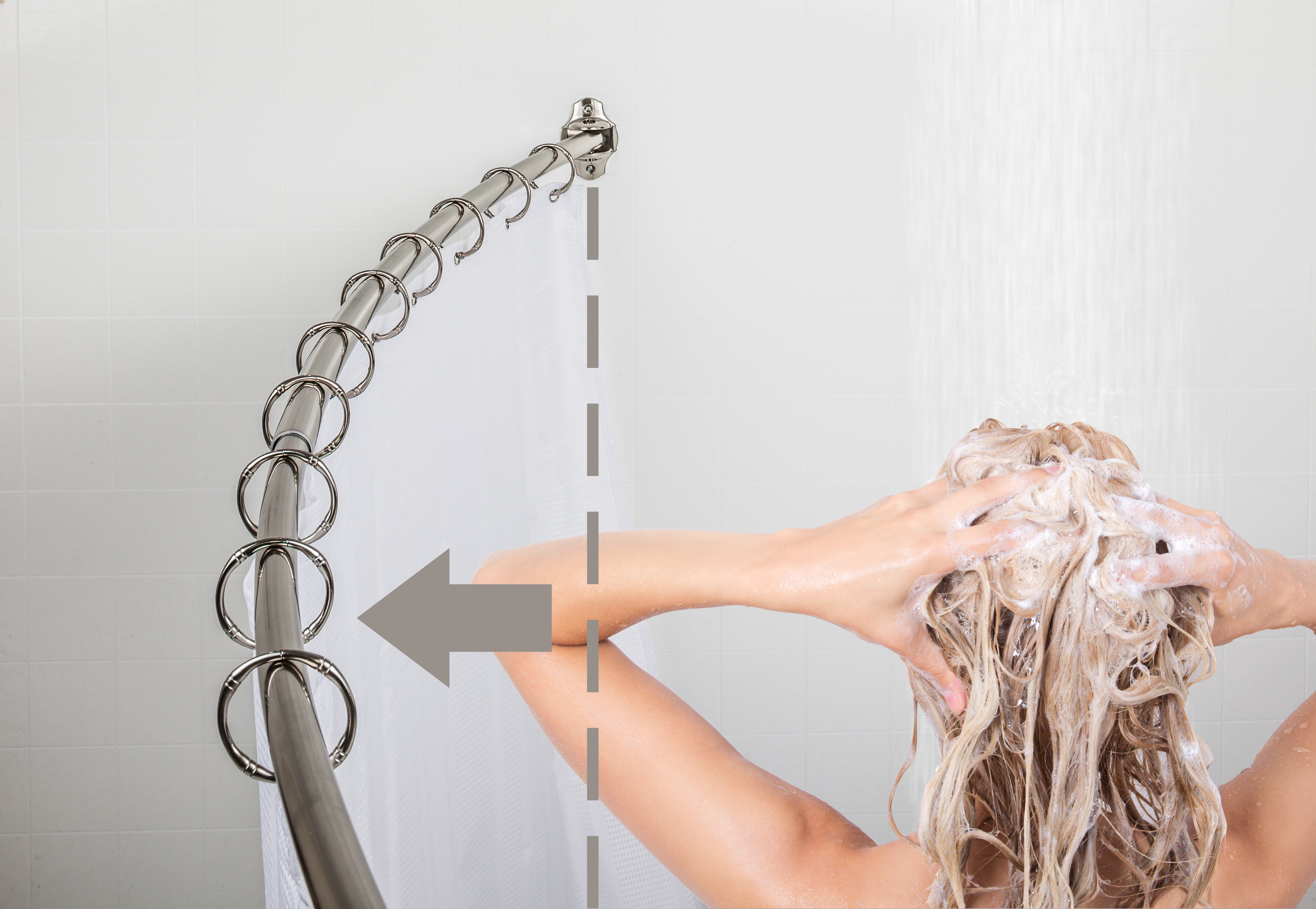 56"-72" Satin Nickel Adjustable Curved Shower Curtain Rod - Retail Packaged