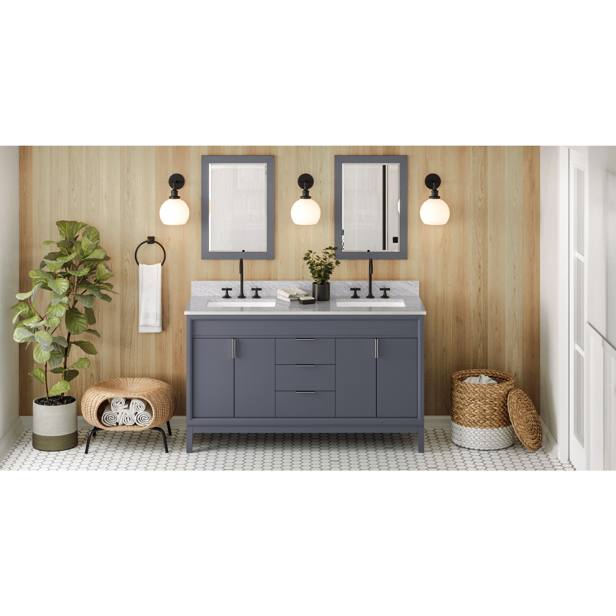 60" Theodora Vanity – Double Bowl – Blue Steel