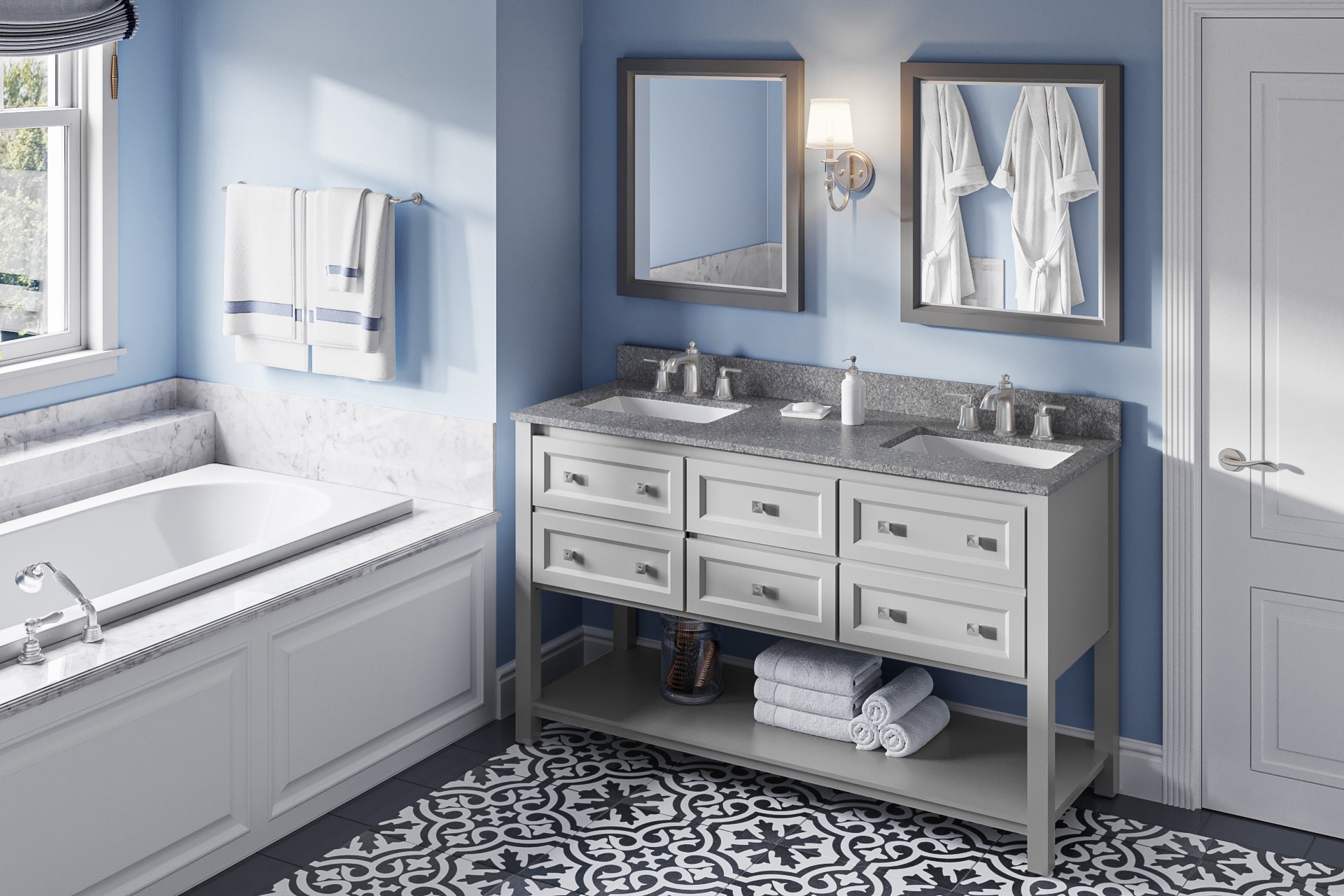 60" Adler Vanity – Double Bowl – Grey
